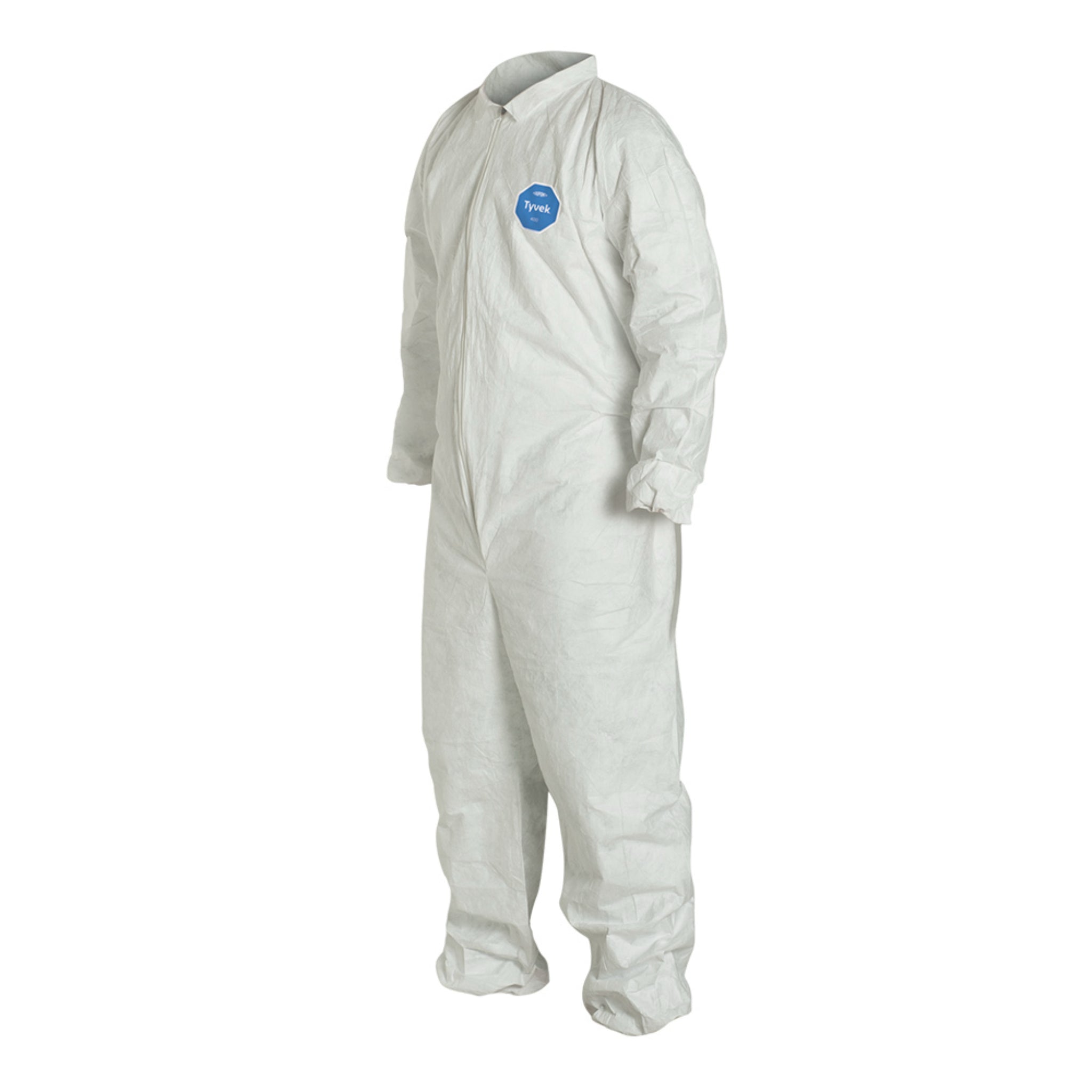 DuPont TY125SWH Tyvek 400 Coverall with Elastic Wrists and Ankles, Partial Left Side Front View