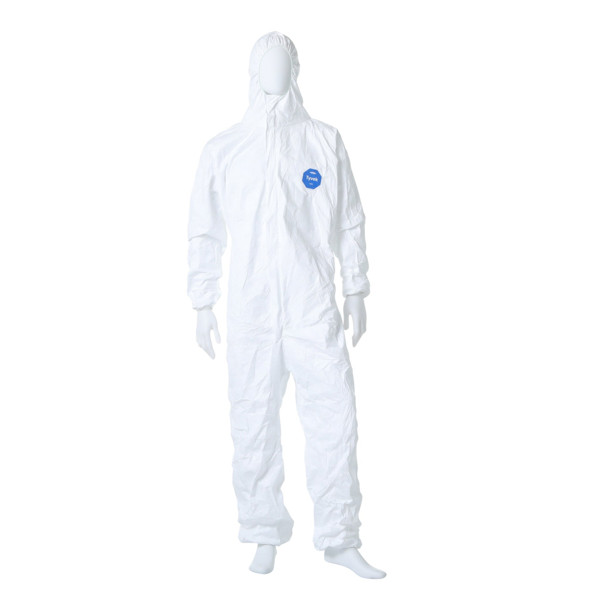 DuPont TY127SWH Tyvek 400 Coverall, Respirator Fit Hood, Elastic Wrists and Ankles, Front View_2