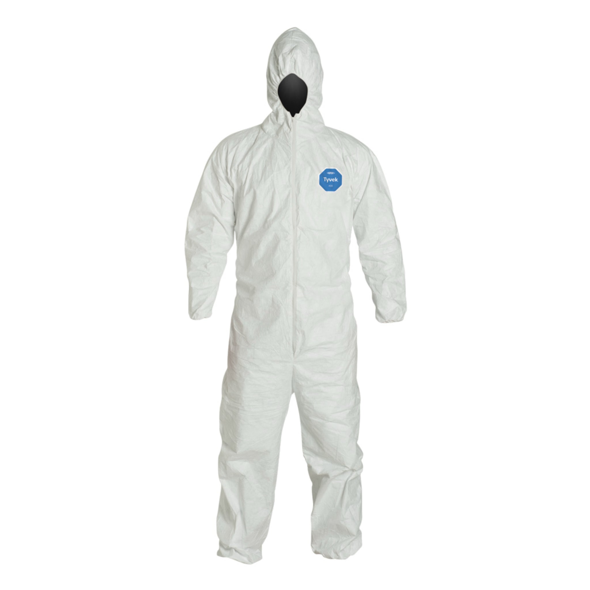 DuPont TY127SWH Tyvek 400 Coverall, Respirator Fit Hood, Elastic Wrists and Ankles, Main Image, Front View