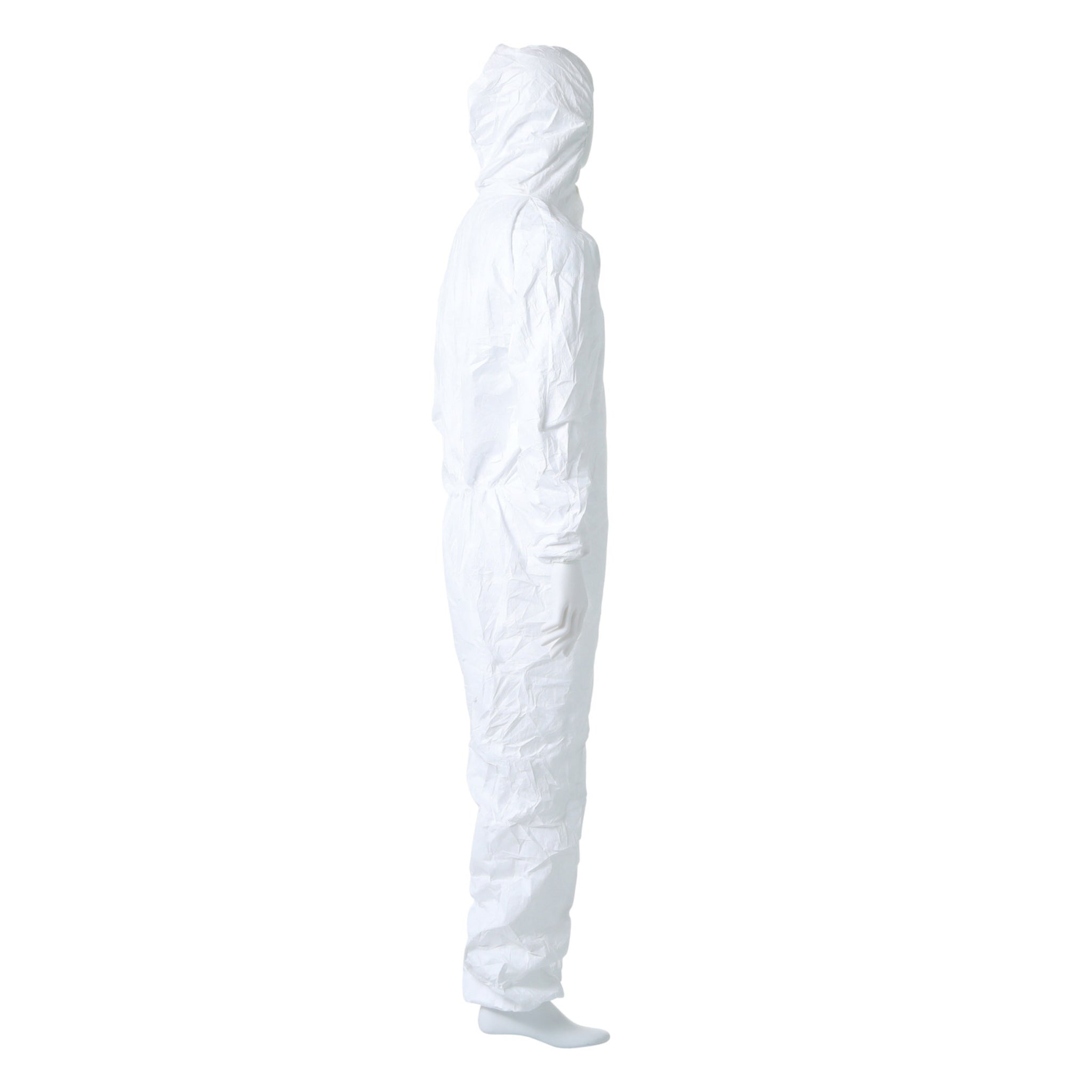 DuPont TY127SWH Tyvek 400 Coverall, Respirator Fit Hood, Elastic Wrists and Ankles, Right Side View