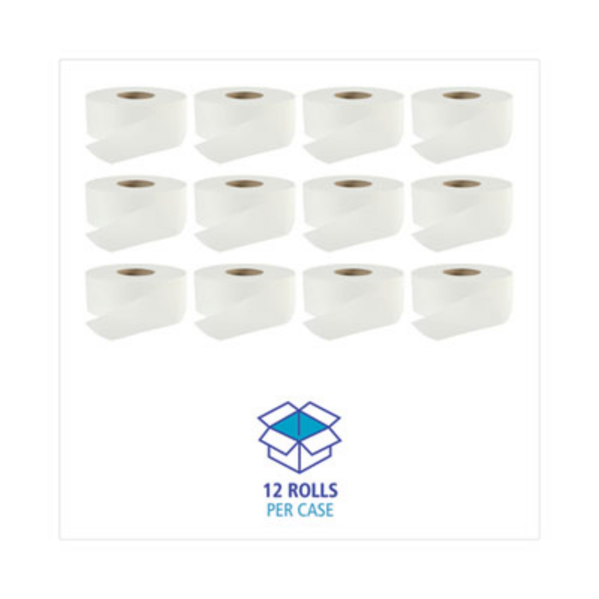 BOARDWALK BWK410320 Jumbo Roll Bathroom Tissue, Septic Safe, 2-Ply, White, 3.2" X 525 Ft, Carton of 12 Rolls