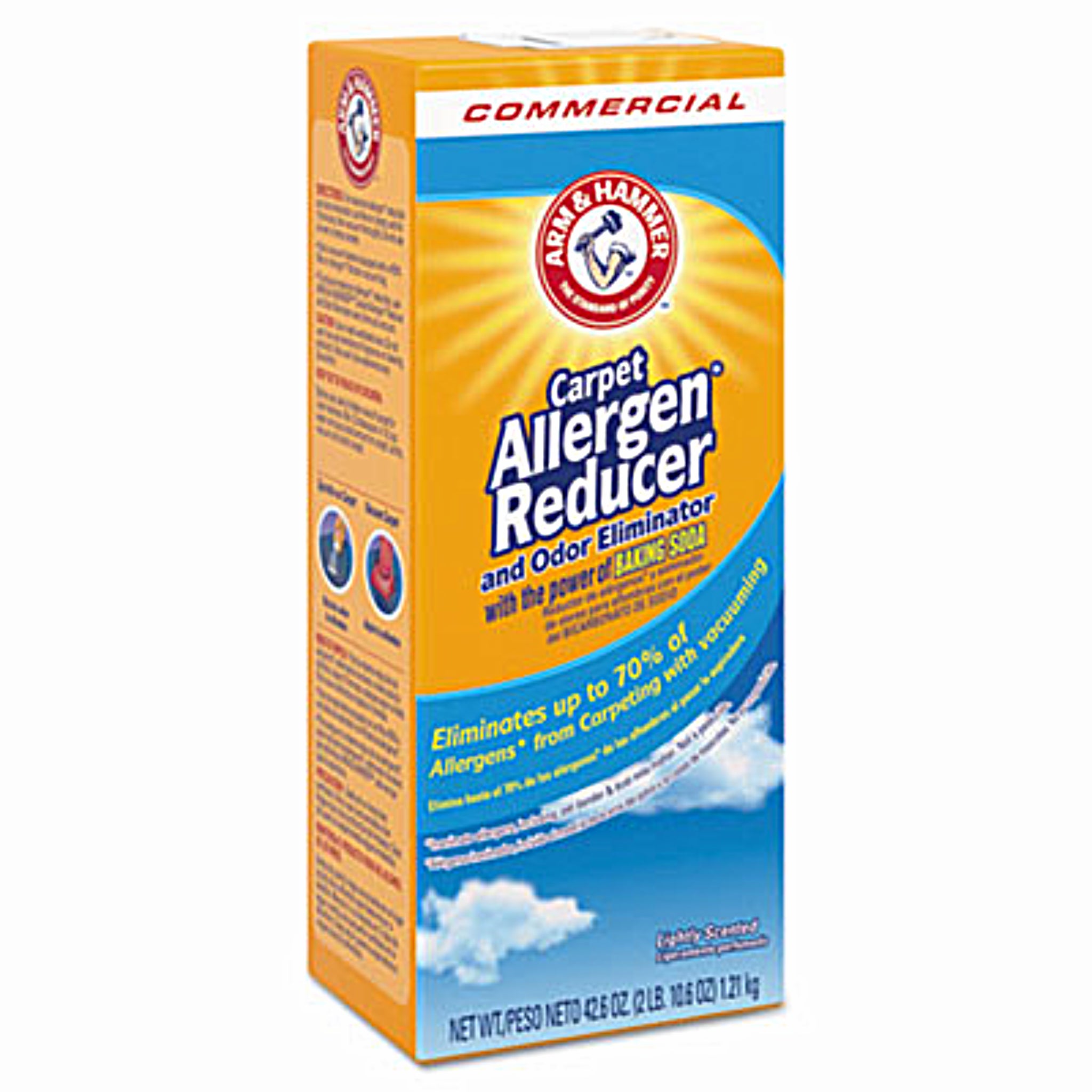 CHURCH & DWIGHT CO., INC Arm & Hammer CDC3320084113 Carpet and Room Allergen Reducer and Odor Eliminator, 42.6 oz Shaker Box, Front View