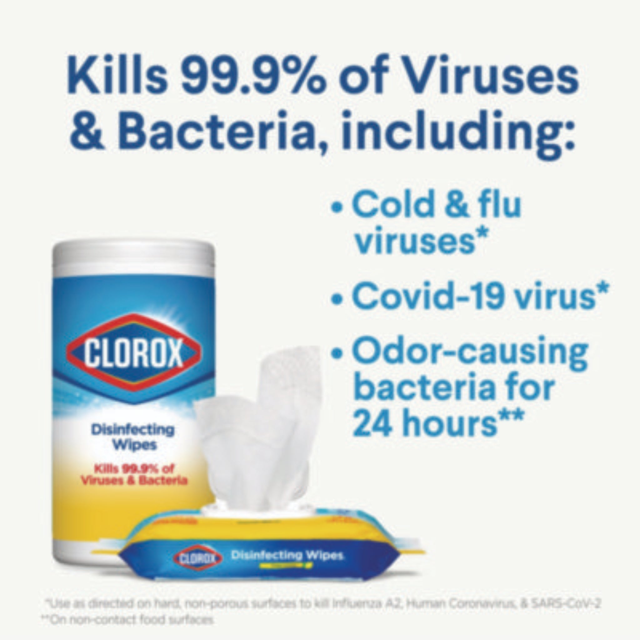 CLOROX SALES CO. CLO01594CT Disinfecting Wipes, Kills 99.9%