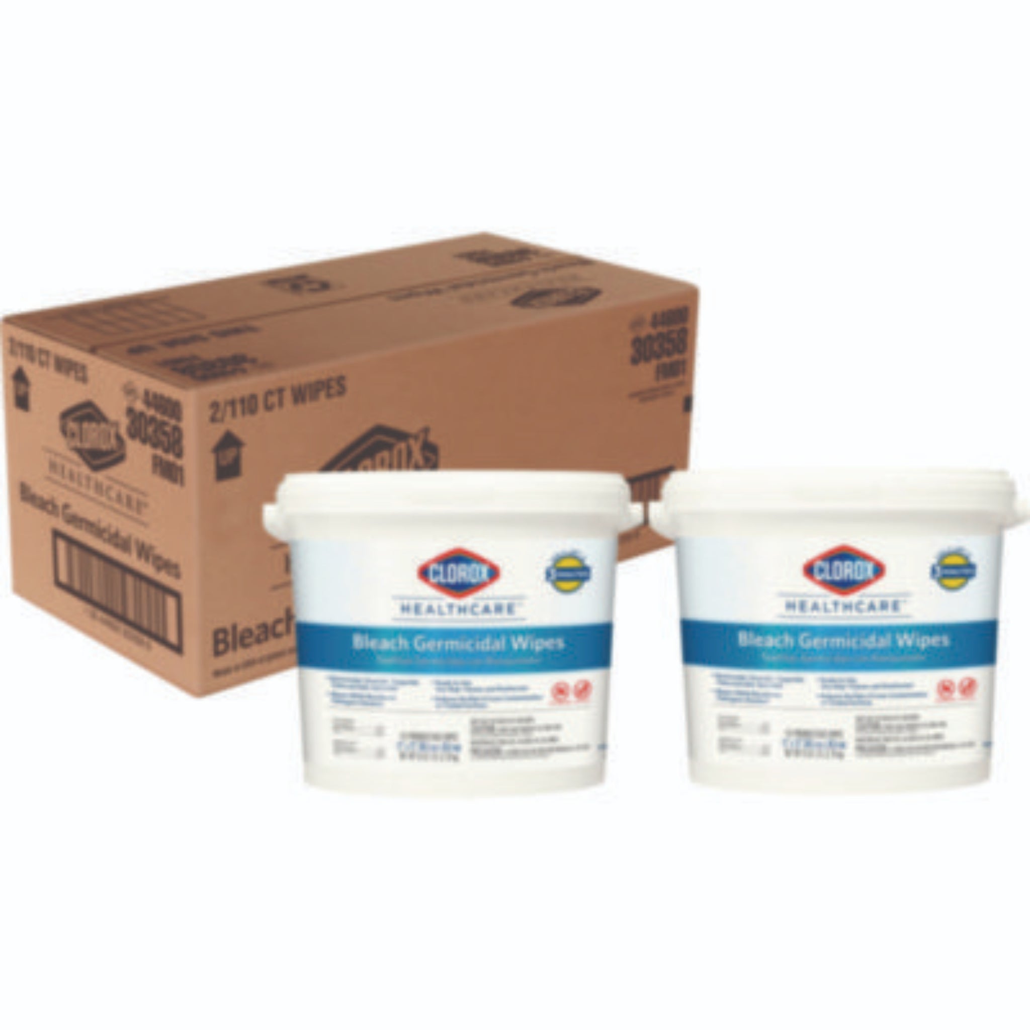 CLOROX SALES CO. CLO30358CT Bleach Germicidal Wipes, Carton of 2 Canisters