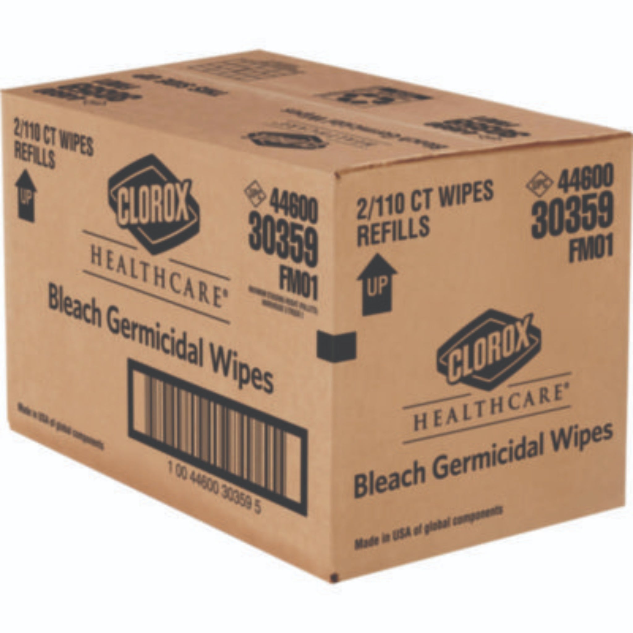 CLOROX SALES CO. CLO30359CT Bleach Germicidal Wipes, Carton of 2