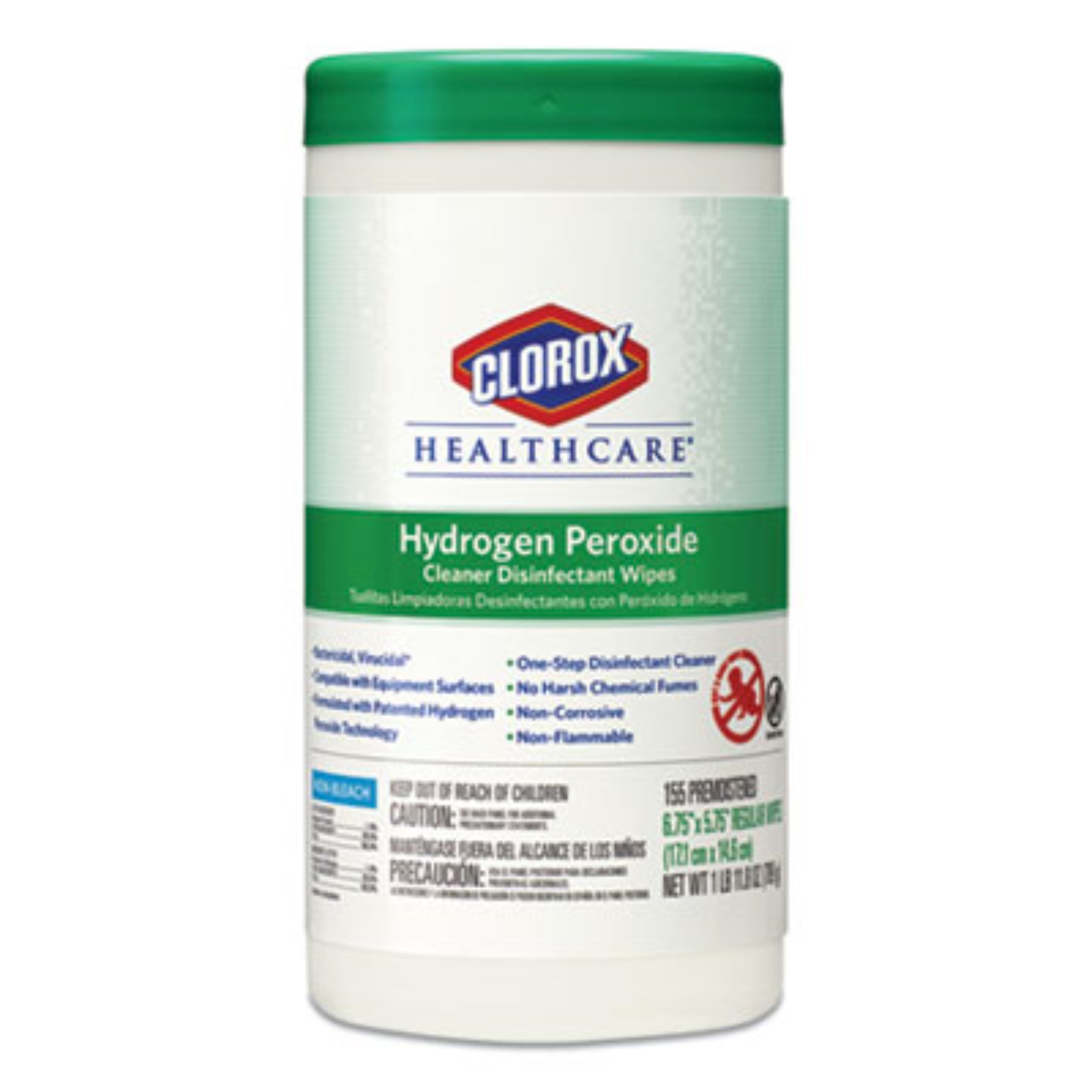 CLOROX SALES CO. CLO30825 Hydrogen Peroxide Cleaner Disinfectant Wipes, Front View