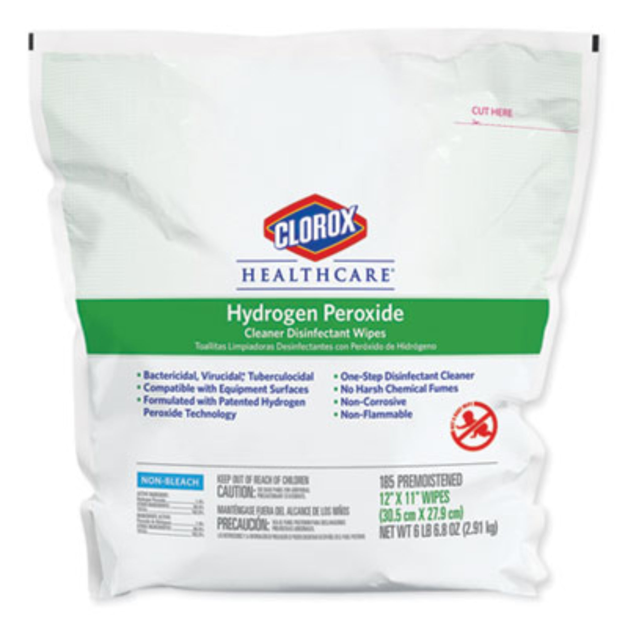 CLOROX SALES CO. CLO30827 Hydrogen Peroxide Cleaner Disinfectant Wipes, Front View