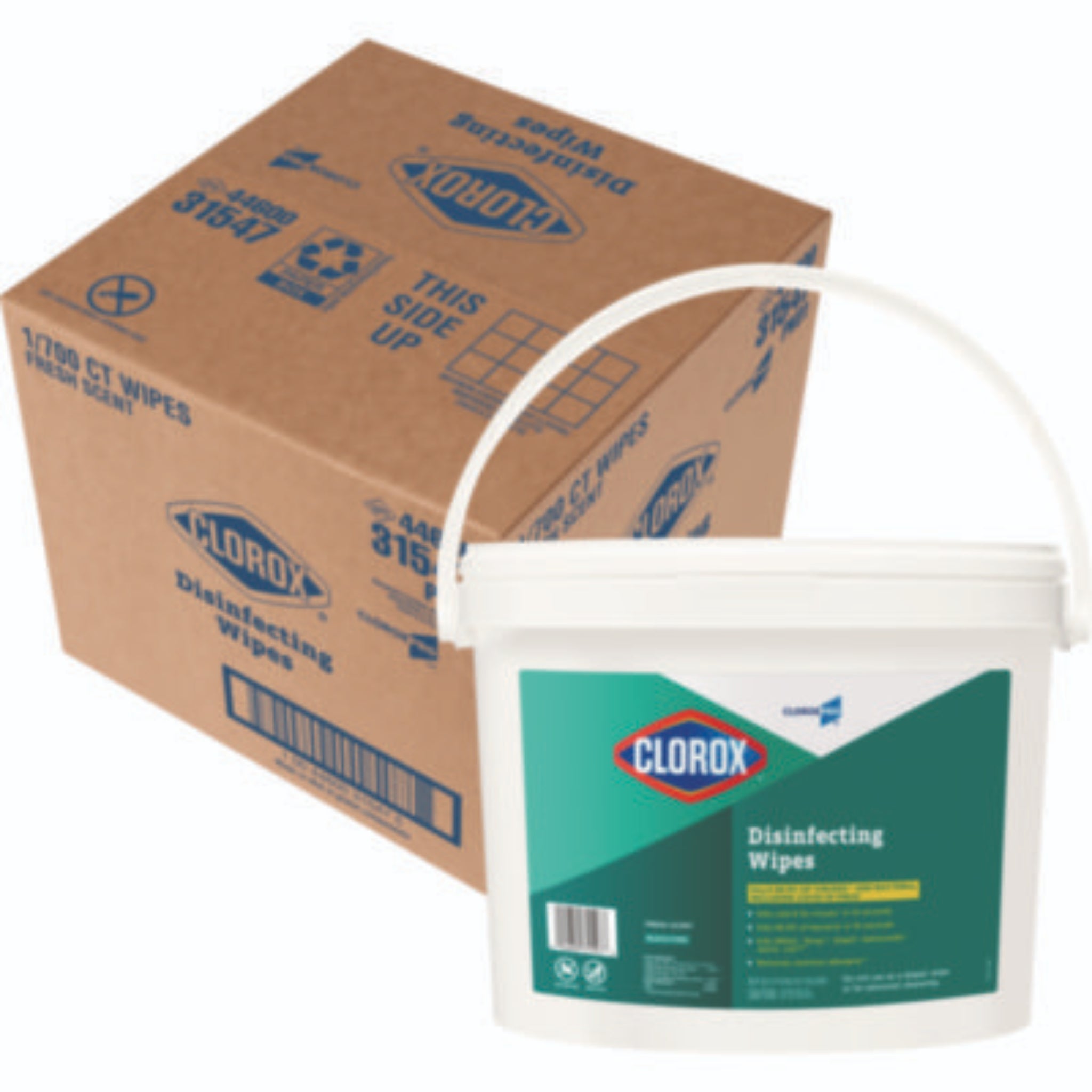 CLOROX SALES CO. CLO31547 Disinfecting Wipes, 1-Ply, 7 x 8, Fresh Scent, White, 700/Bucket, Carton of 1