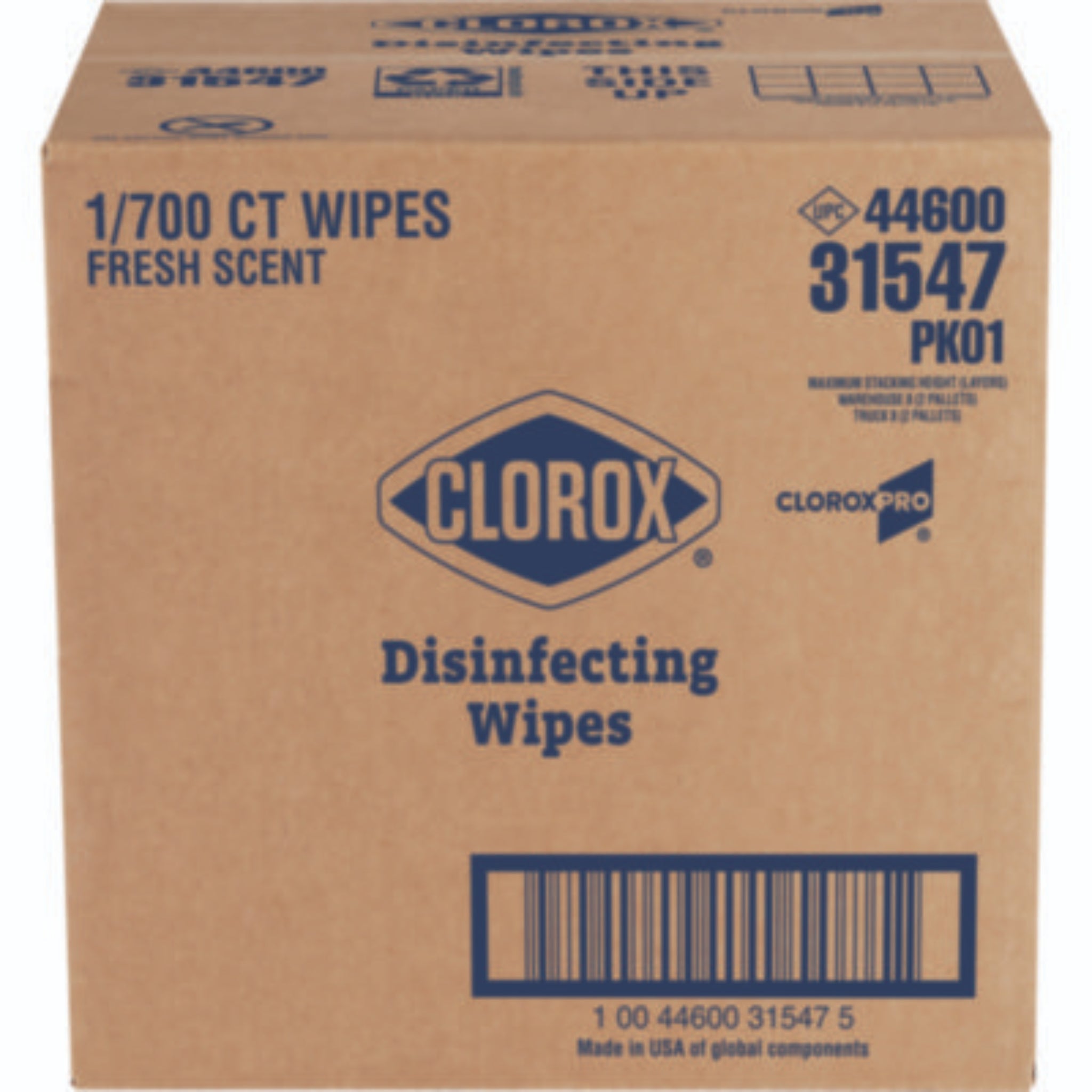 CLOROX SALES CO. CLO31547 Disinfecting Wipes, Carton, Front View