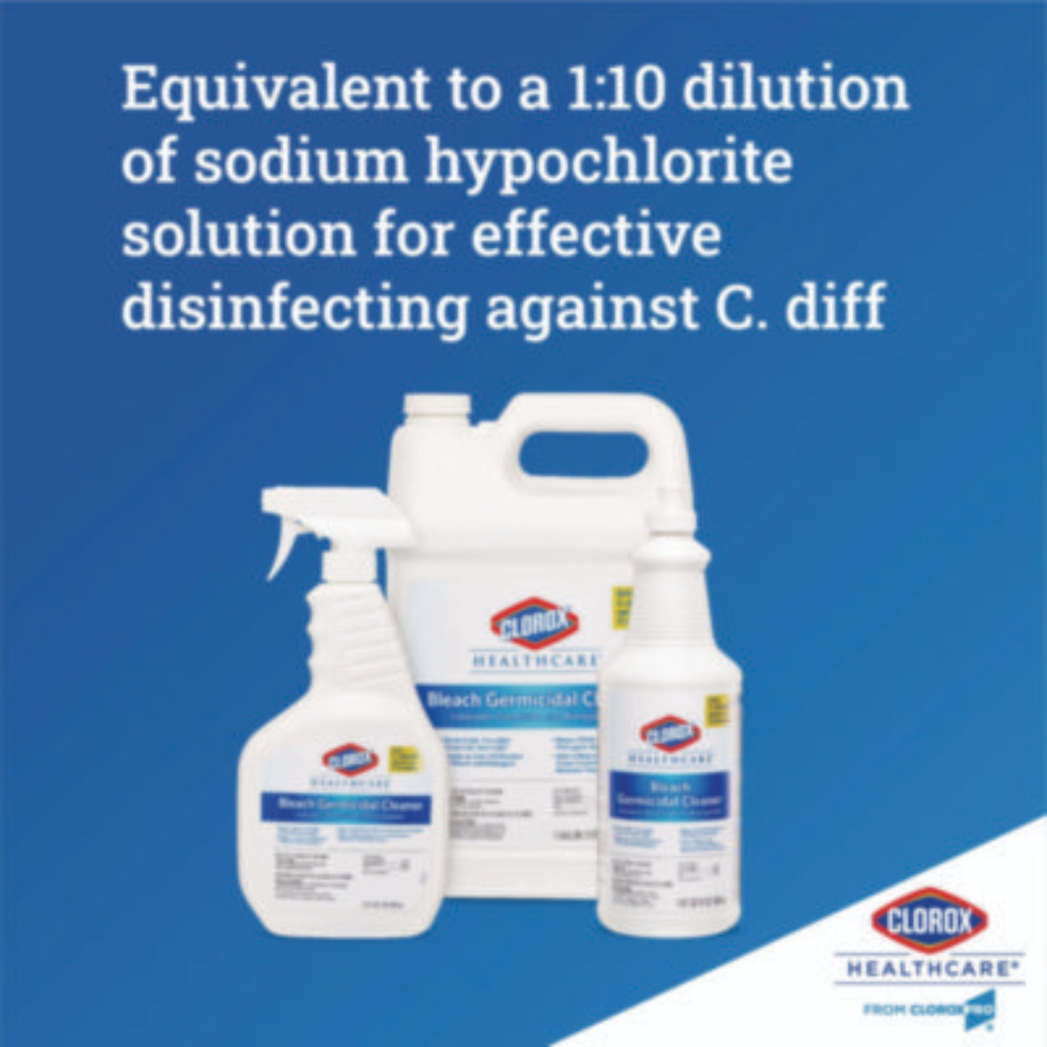 CLOROX SALES CO. CLO68970 Bleach Germicidal Cleaner, 1:10 dilution of sodium hypochlorite solution