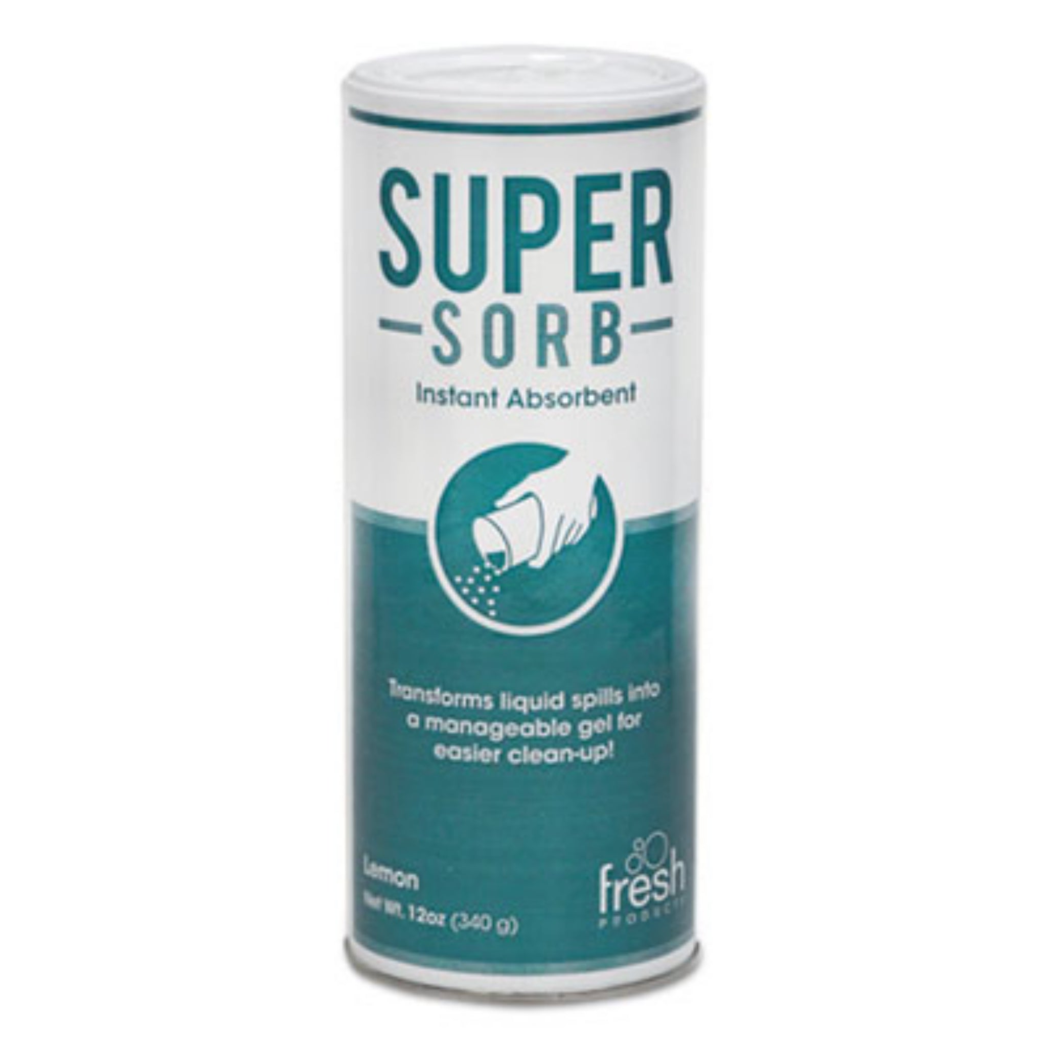 FRESH PRODUCTS FRS614SSEA Super-Sorb Liquid Spill Absorbent, Lemon Scent, 720 oz Absorbing Volume, 12 oz Shaker Can, 1 Each