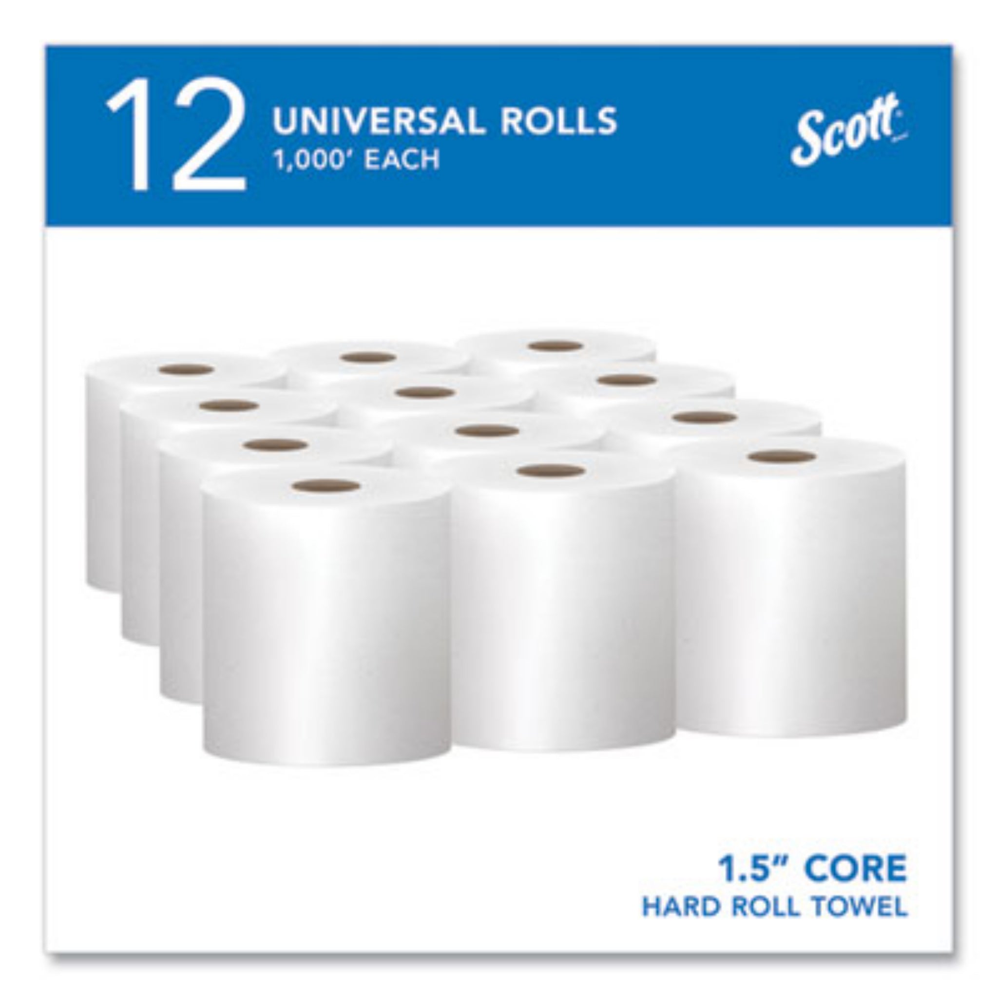 KIMBERLY-CLARK KCC01000 Essential High Capacity Hard Roll Towels for Business, Absorbency Pockets, 1-Ply, 8" x 1,000 feet, 1.5" Core, White, Carton of 12