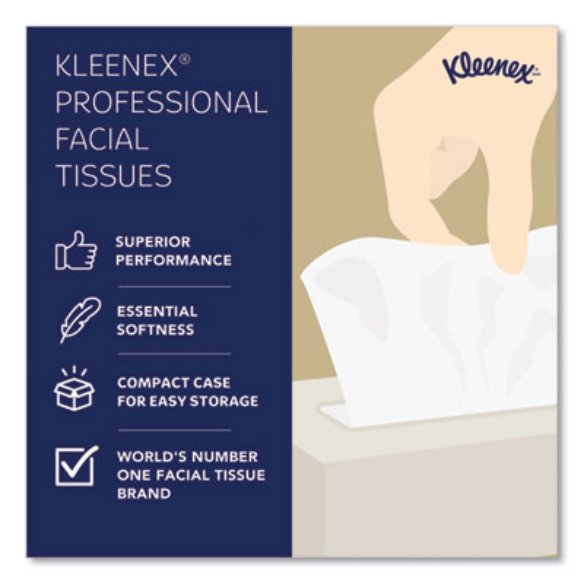 KIMBERLY-CLARK Kleenex 03076 White Facial Tissue for Business, Description