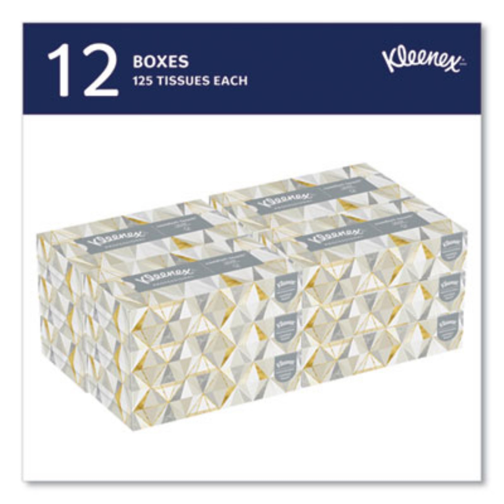 KIMBERLY-CLARK Kleenex 03076 White Facial Tissue for Business, 12 Boxes