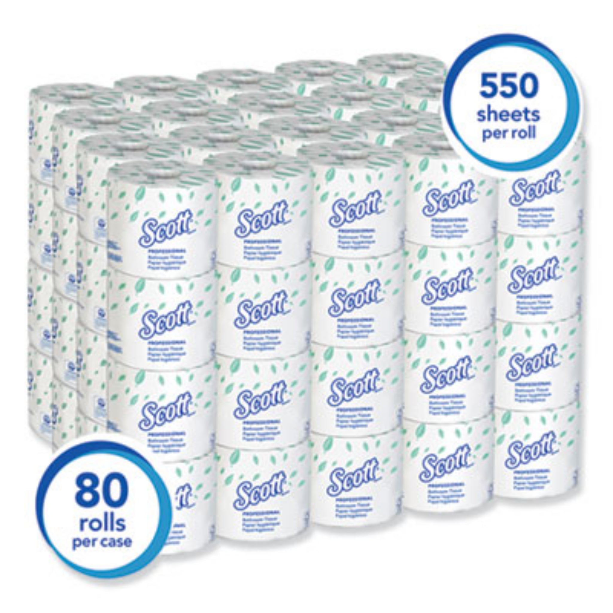 KIMBERLY-CLARK KCC04460RL Essential Standard Roll Bathroom Tissue for Business, Septic Safe, 2-Ply, White, Roll of 550 Sheets