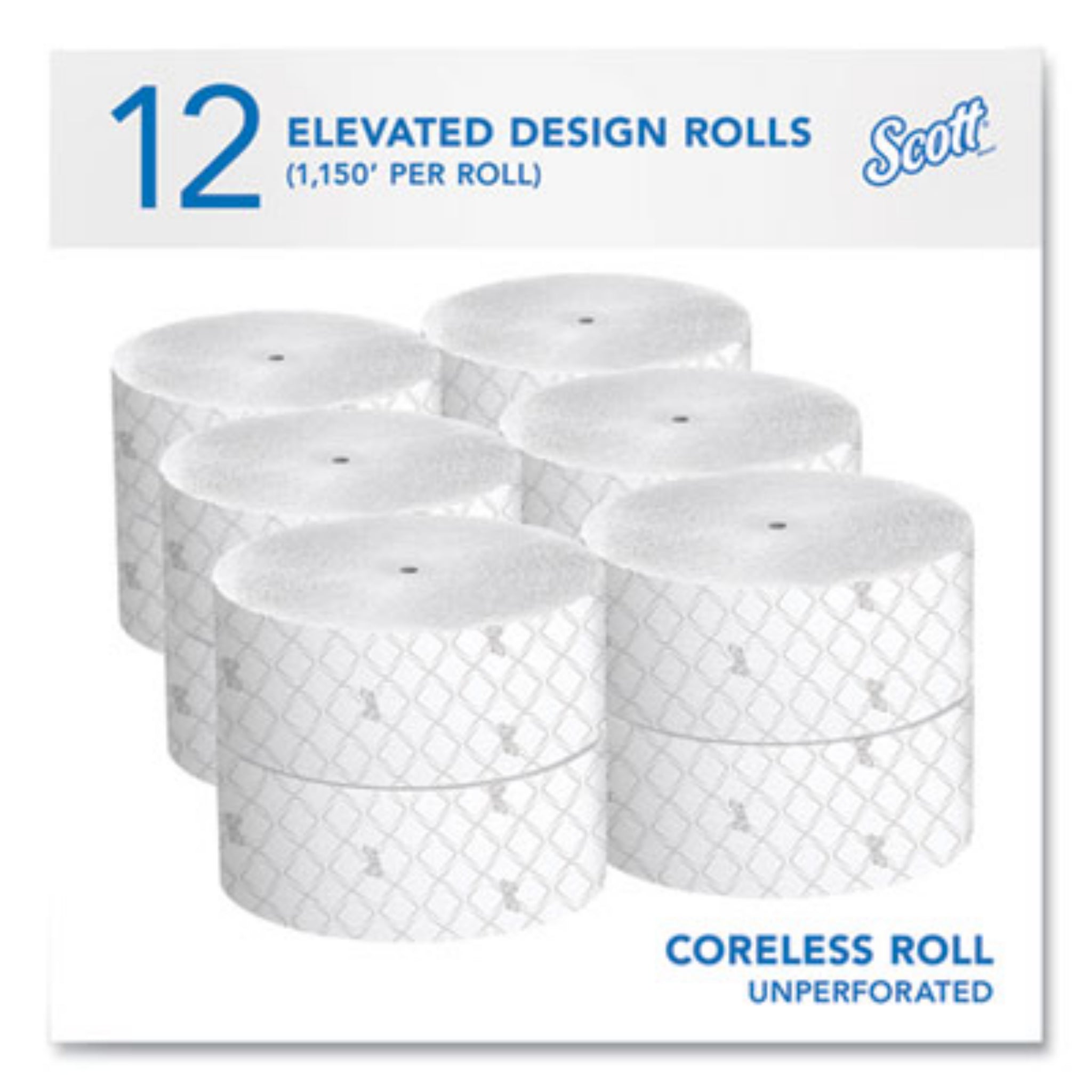 KIMBERLY-CLARK KCC07006 Essential Coreless JRT, Septic Safe, 2-Ply, White, 3.75" x 1,150 ft, Carton of 12 Rolls