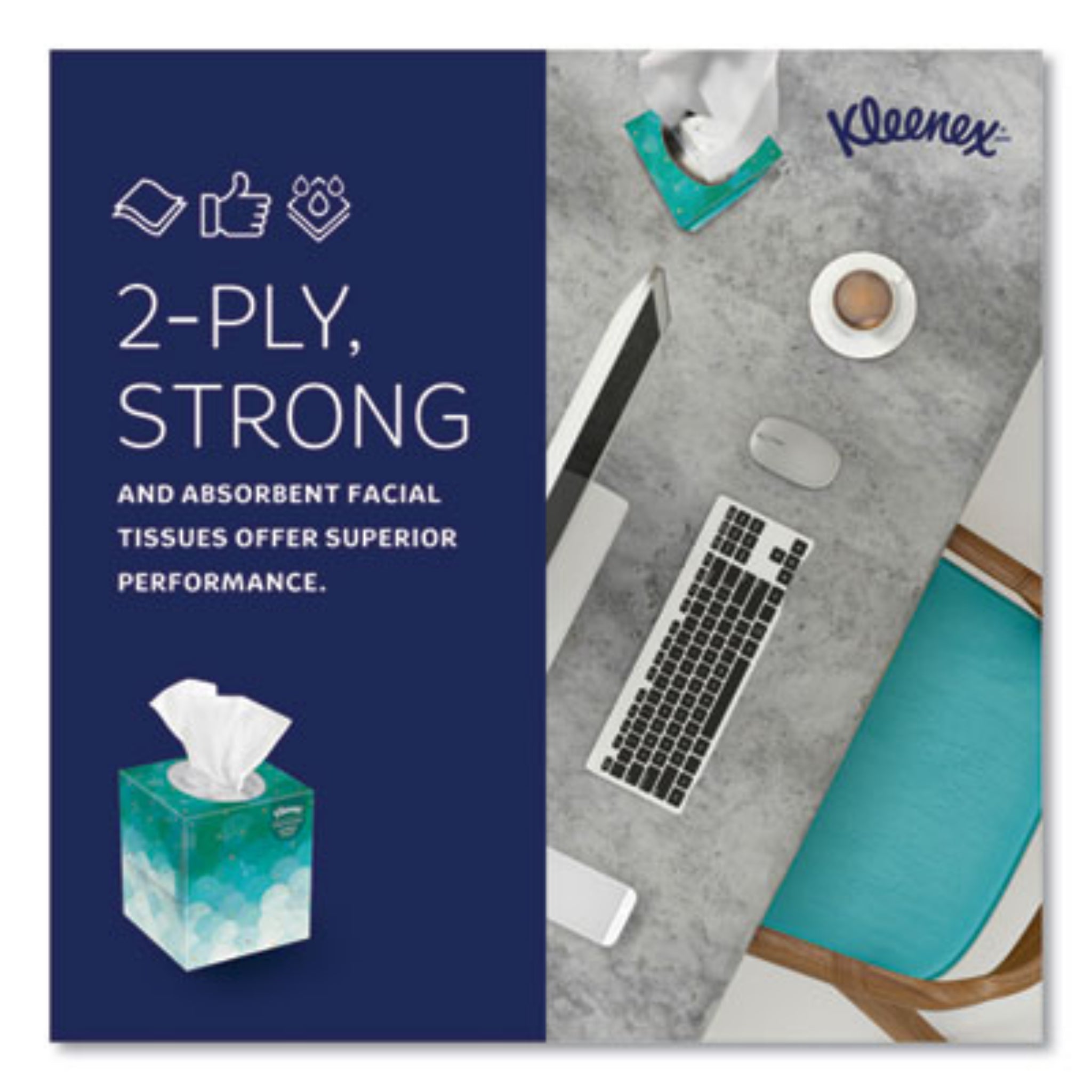KIMBERLY-CLARK Kleenex 21270CT Boutique White Facial Tissue for Business, 2-Ply, Strong