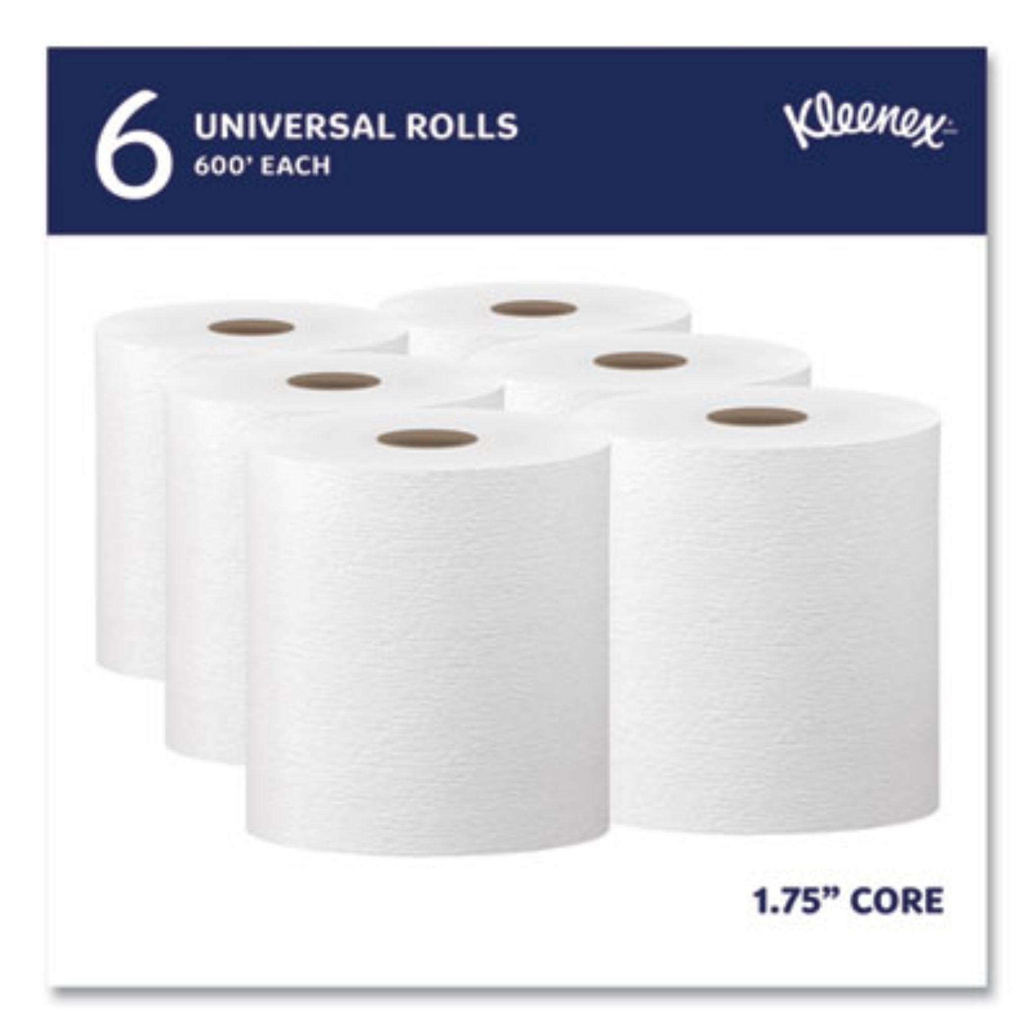 KIMBERLY-CLARK KCC50606 Hard Roll Paper Towels with Premium Absorbency Pockets, 1-Ply, 8" x 600 ft, 1.75" Core, White, Carton of 6 Rolls