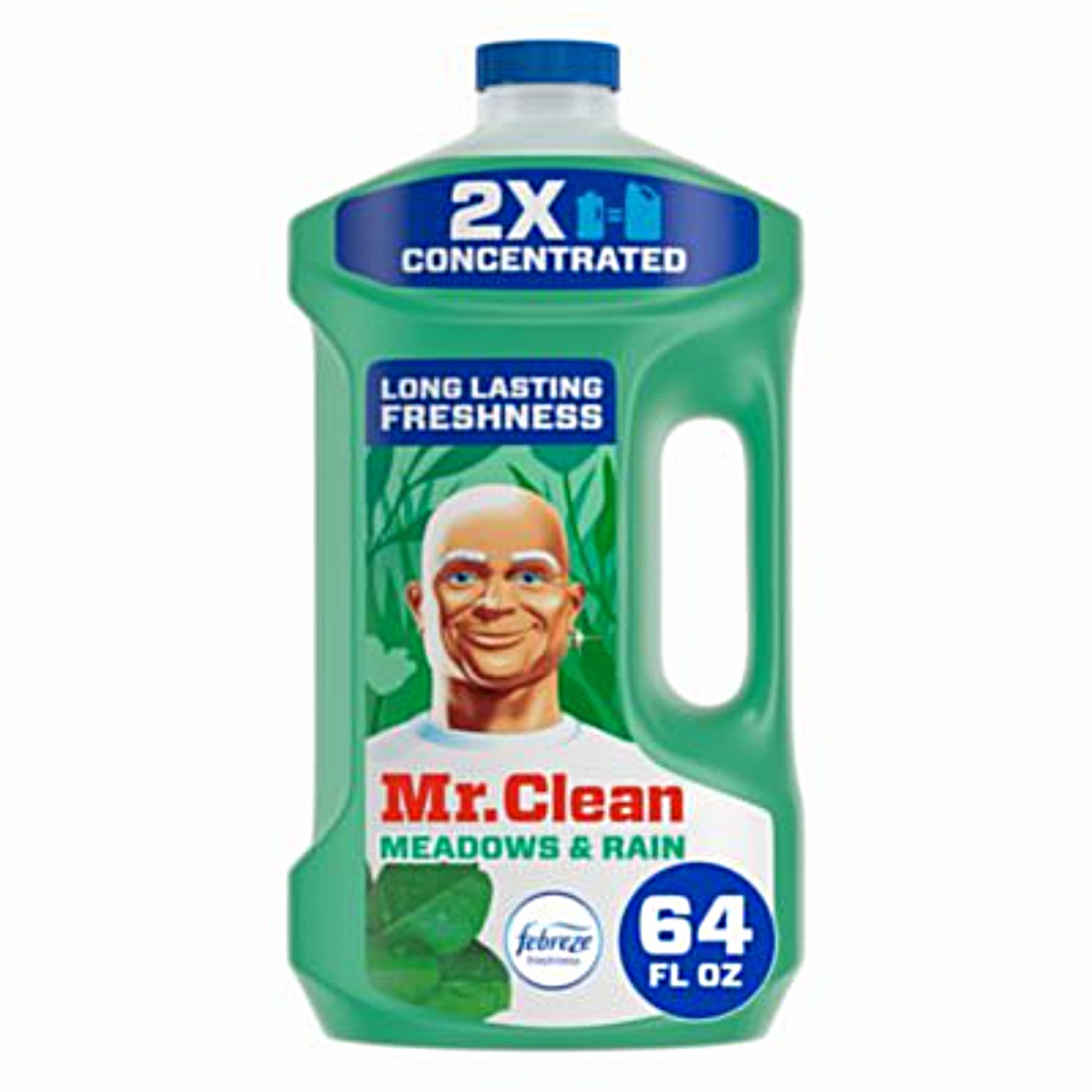 PROCTER & GAMBLE Mr. Clean PGC10725EA Multipurpose Cleaning Solution with Febreze, Meadows and Rain, 64 Ounce Bottle, Front View