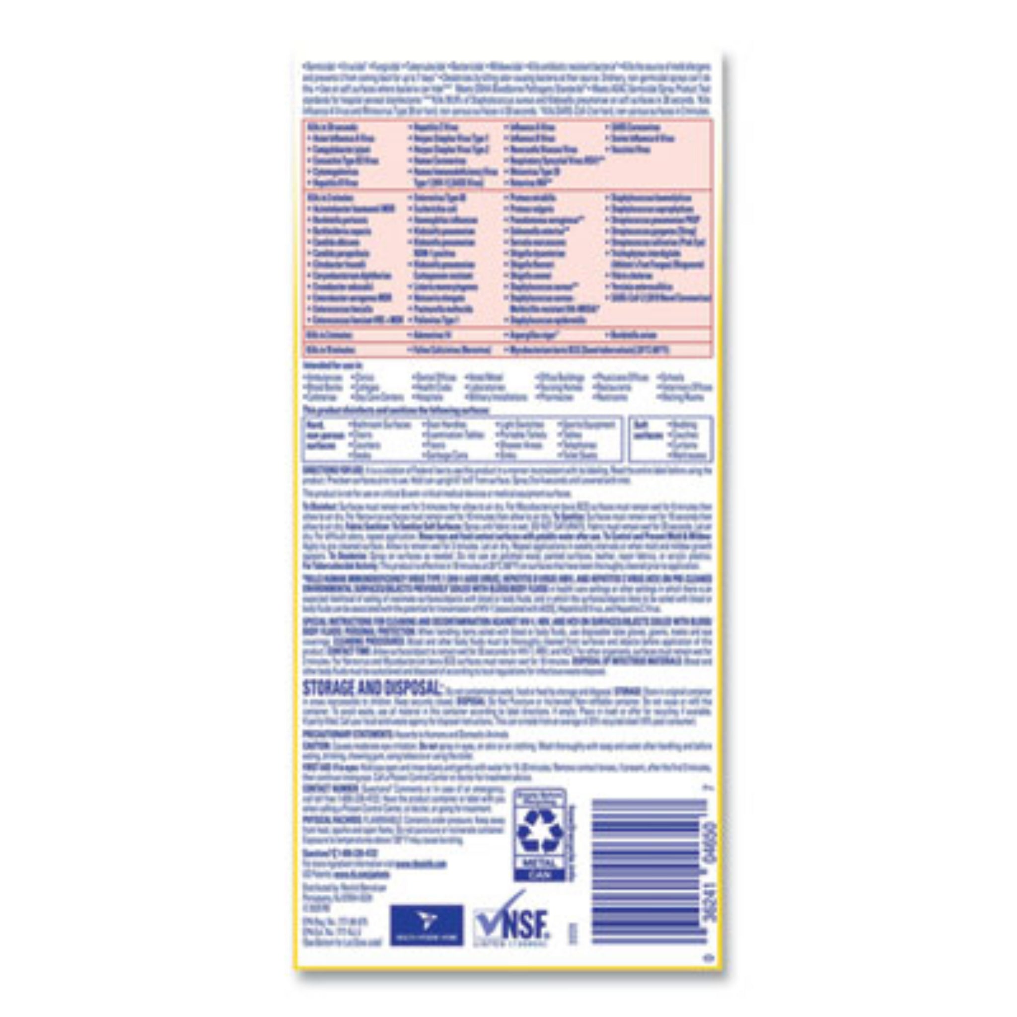 RECKITT BENCKISER RAC04650CT Disinfectant Spray, Instructions