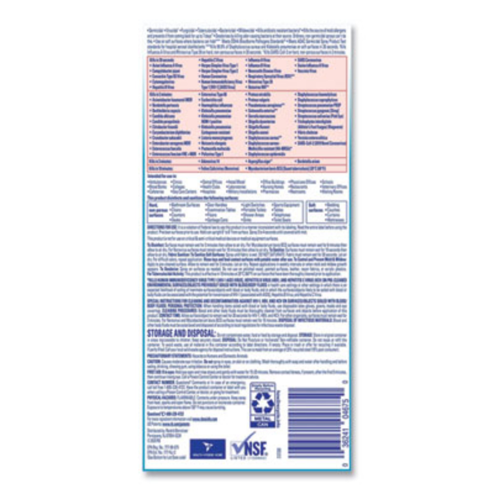 RECKITT BENCKISER RAC04675EA Disinfectant Spray, Back View