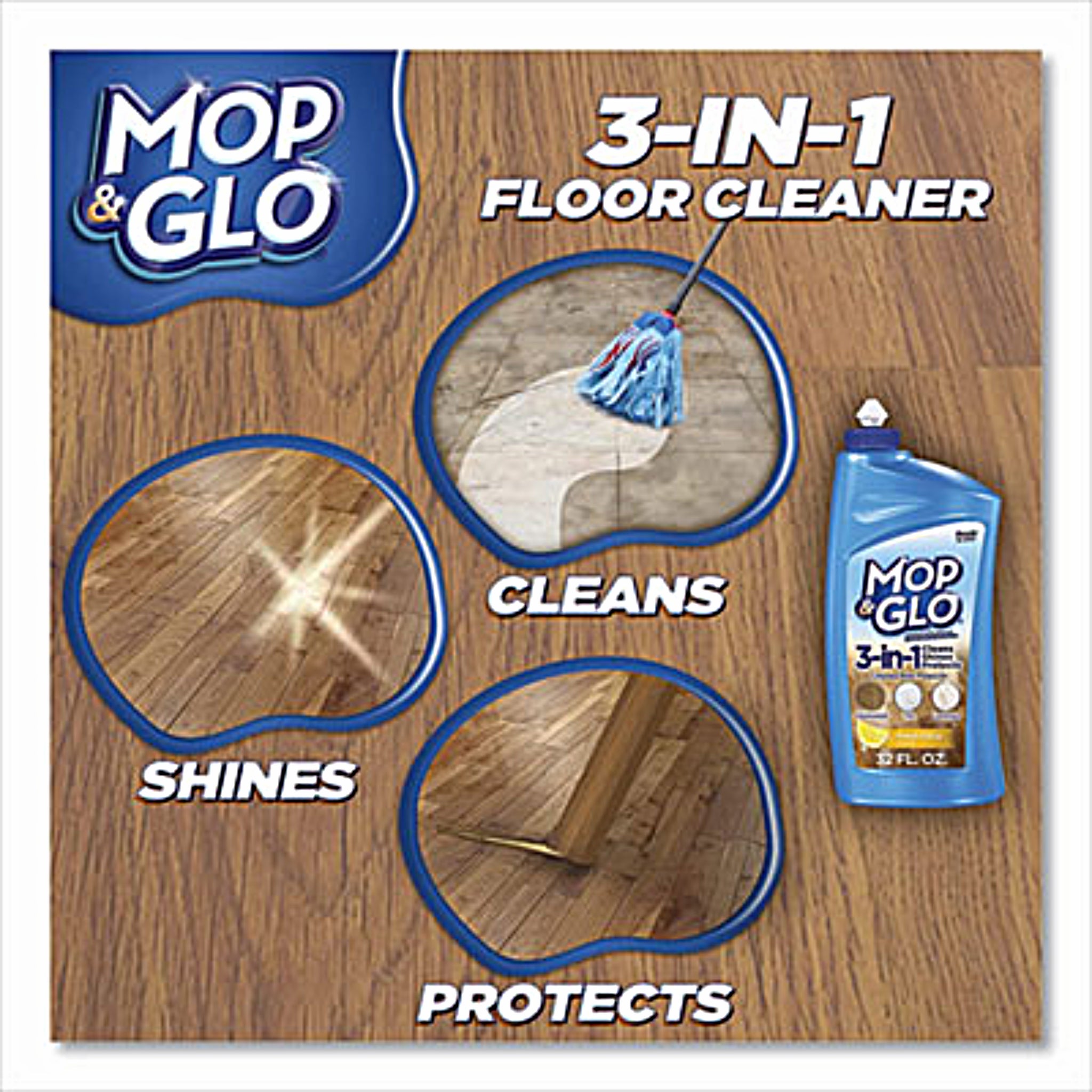 RECKITT BENCKISER Mop & Glo RAC89333 Triple Action Floor Cleaner, Fresh Citrus Scent, 32 oz Bottle, 3-In-1