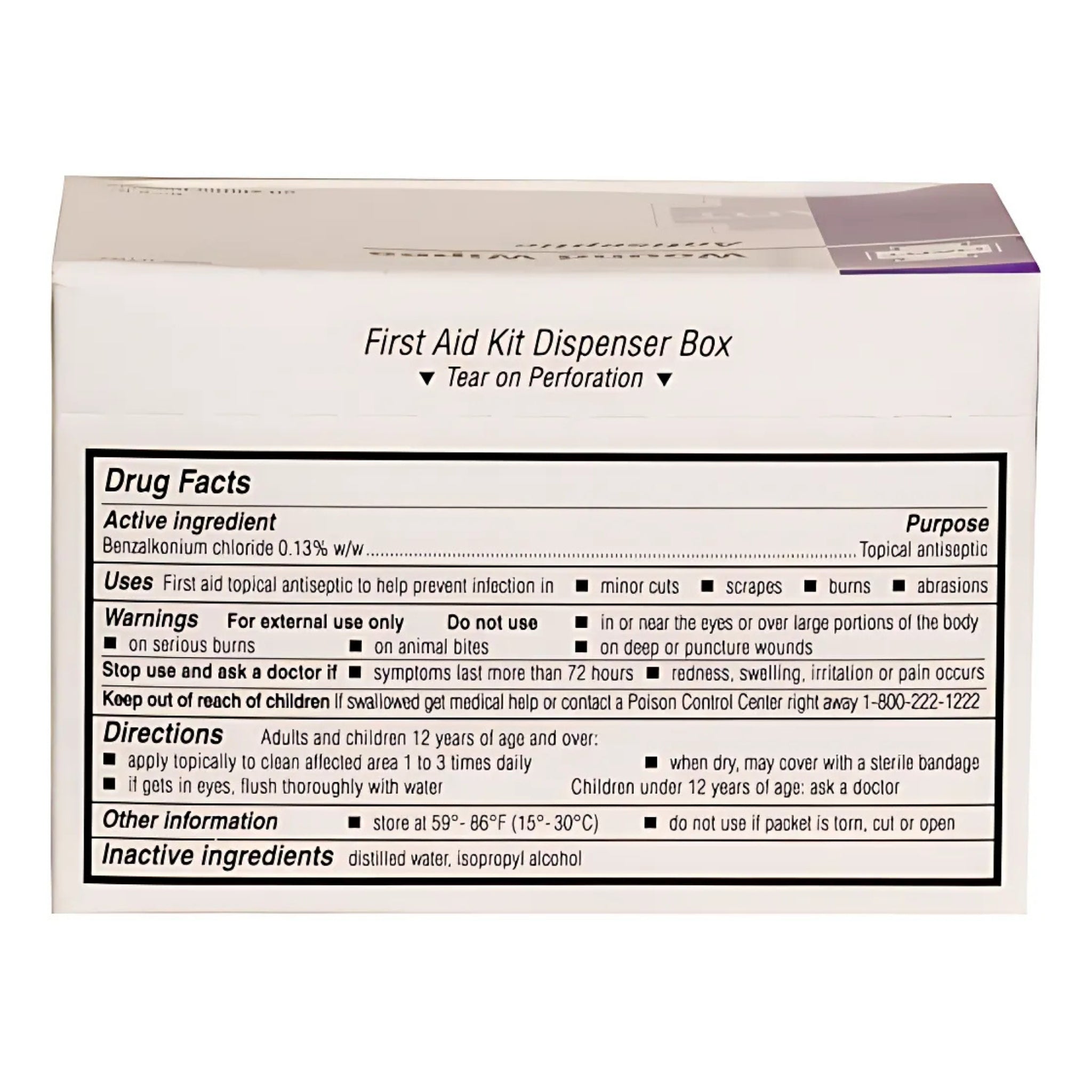 Hart Health 6197 Wound Wipes, Box of 20, Back View