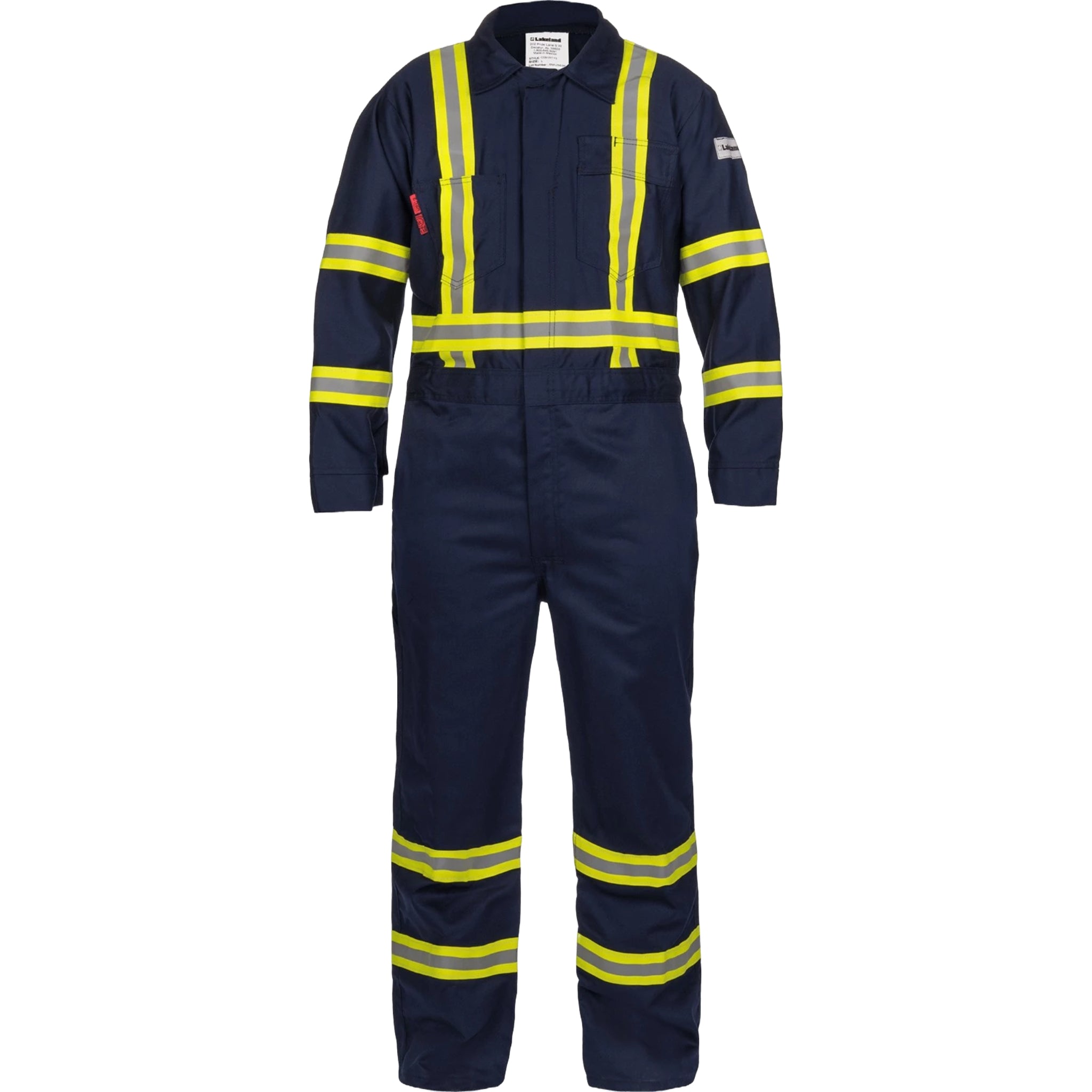 LAKELAND C071RT13 FR Coverall, 88/12 7 Ounce Cotton, Navy with Reflective, 1 Each, Main Image