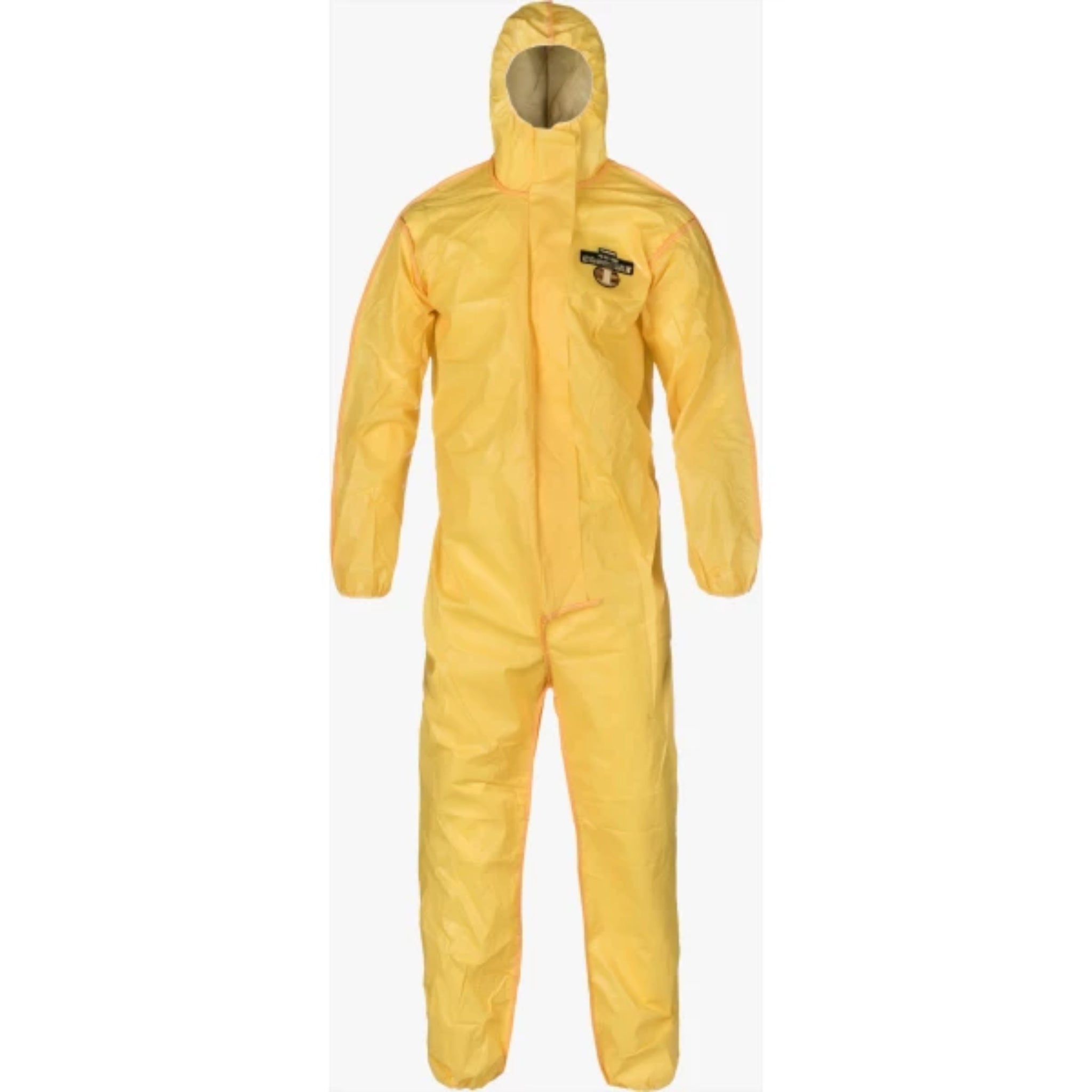 Lakeland C1B428Y-LG ChemMax 1 Coverall, Bound Seam, Attached Hood & Elastic, Yellow, Large, Case of 25