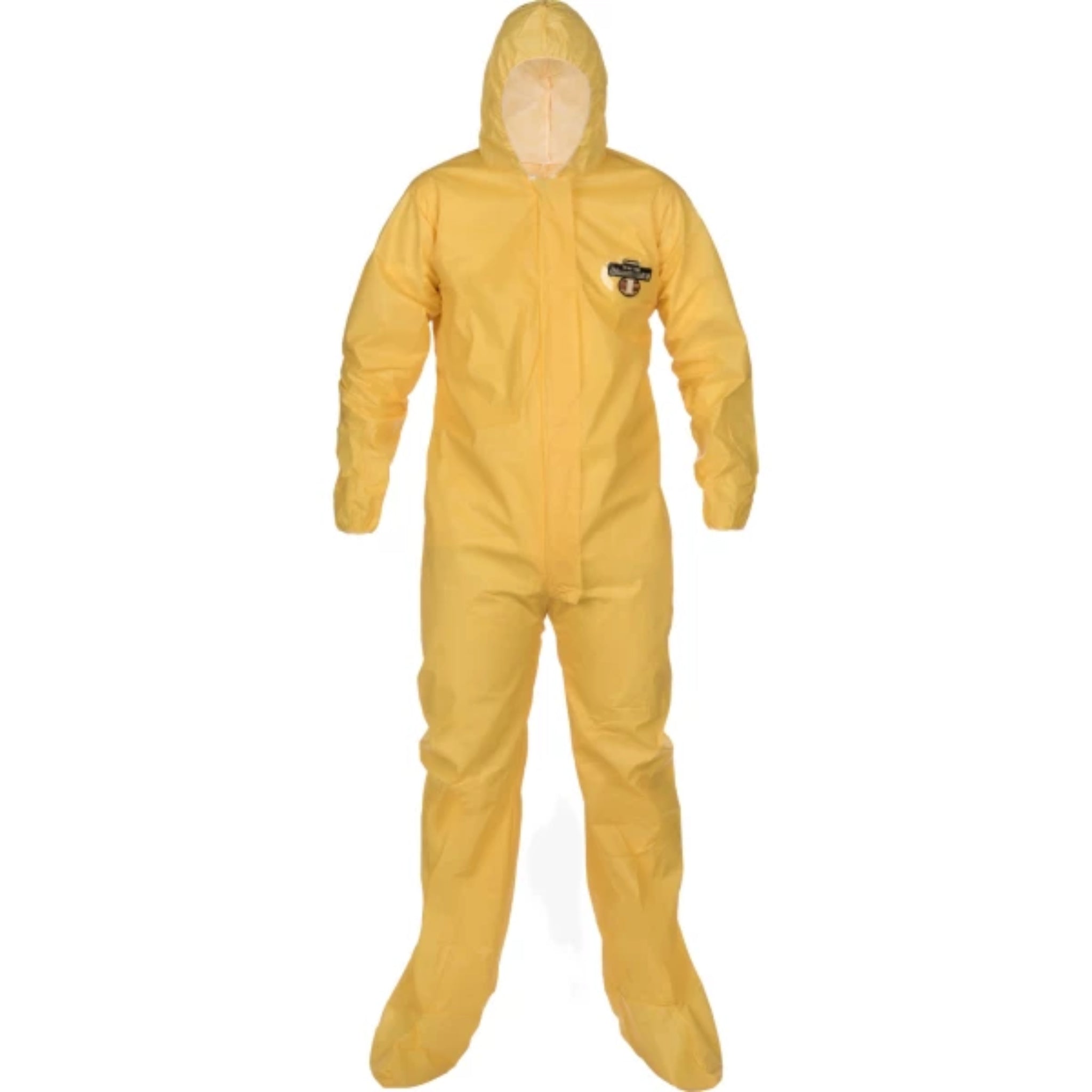 Lakeland Chem Max 1 C1S414Y Coverall Serged Seam Attached Hood and Boots, Yellow, Case of 25, Main Image