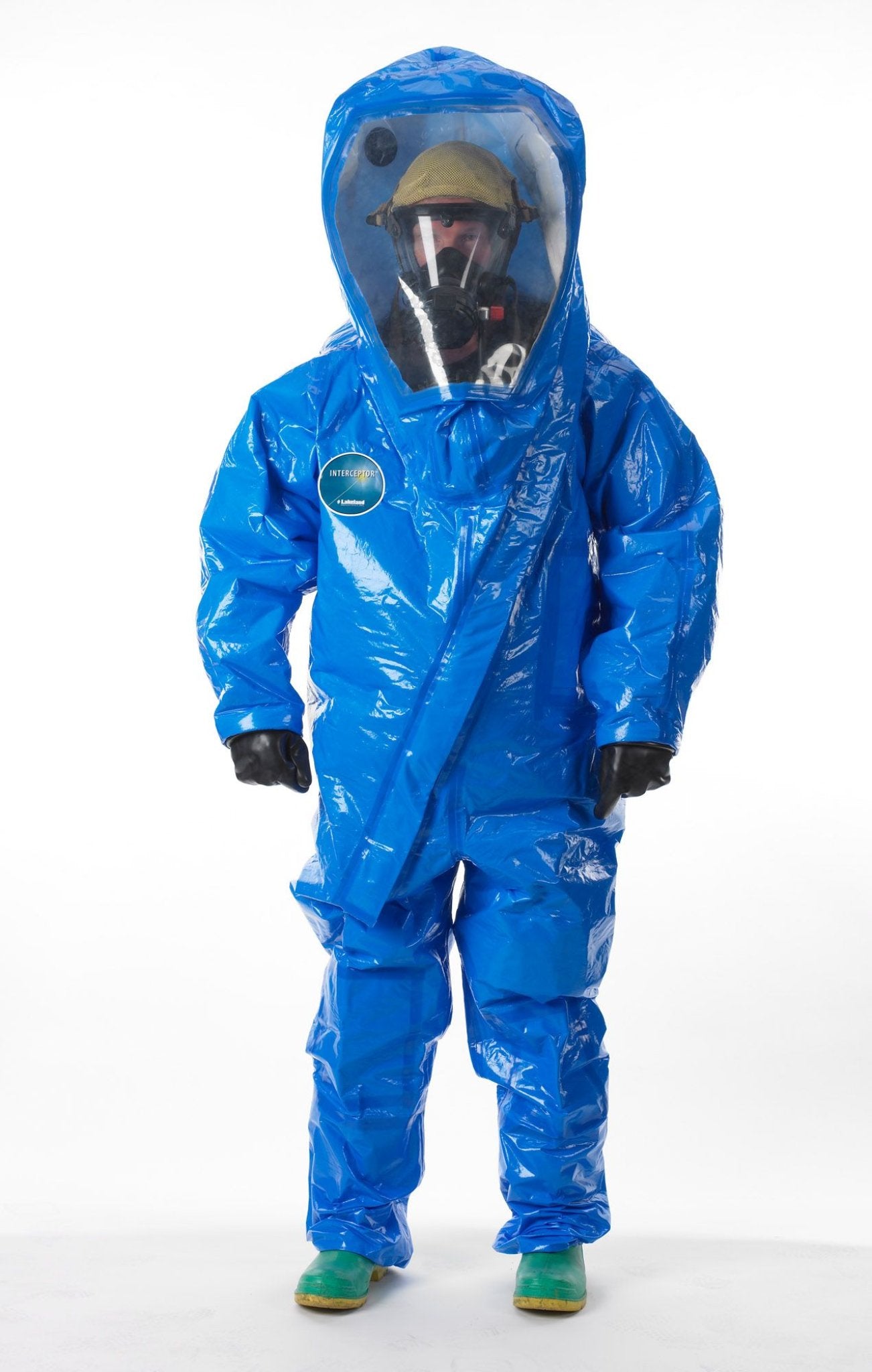 Lakeland Interceptor Deluxe INT650B Encapsulated Suit - Rear Entry, Blue, 1 Each, Side View, Front View