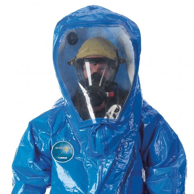 Lakeland Interceptor Deluxe INT650WB Encapsulated Suit Rear Entry with Wide View Face Shield, Blue, 1 Each, Image2