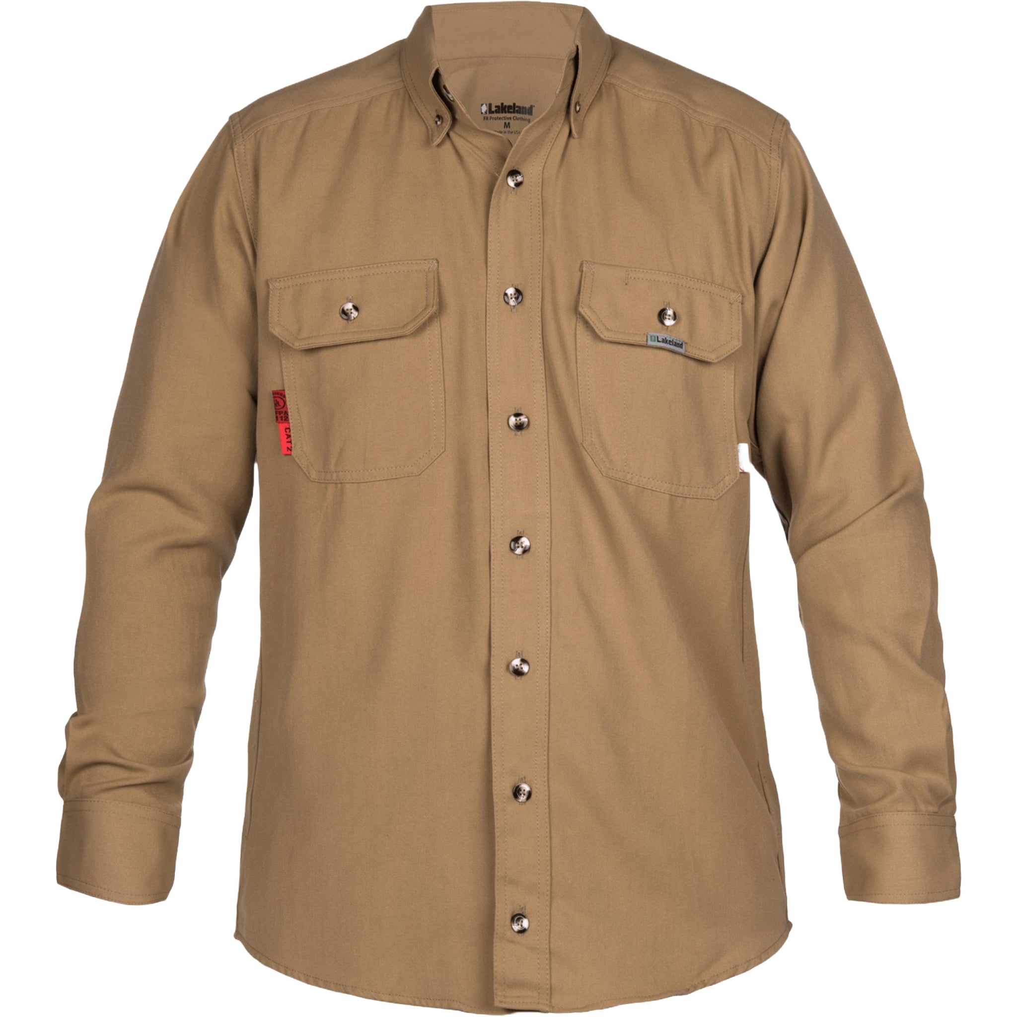 LAKELAND ISH65DH20 FR Westex DH 6.5 Oz. Shirt, Khaki, 1 Each