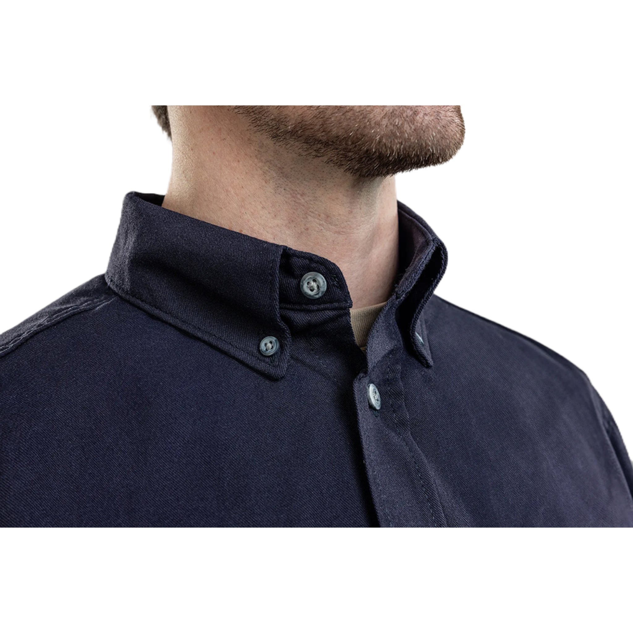 National Safety Apparel DriFire SHR-DHN Series Cat 2 DH Air FR Work Shirt, Navy, collar detail