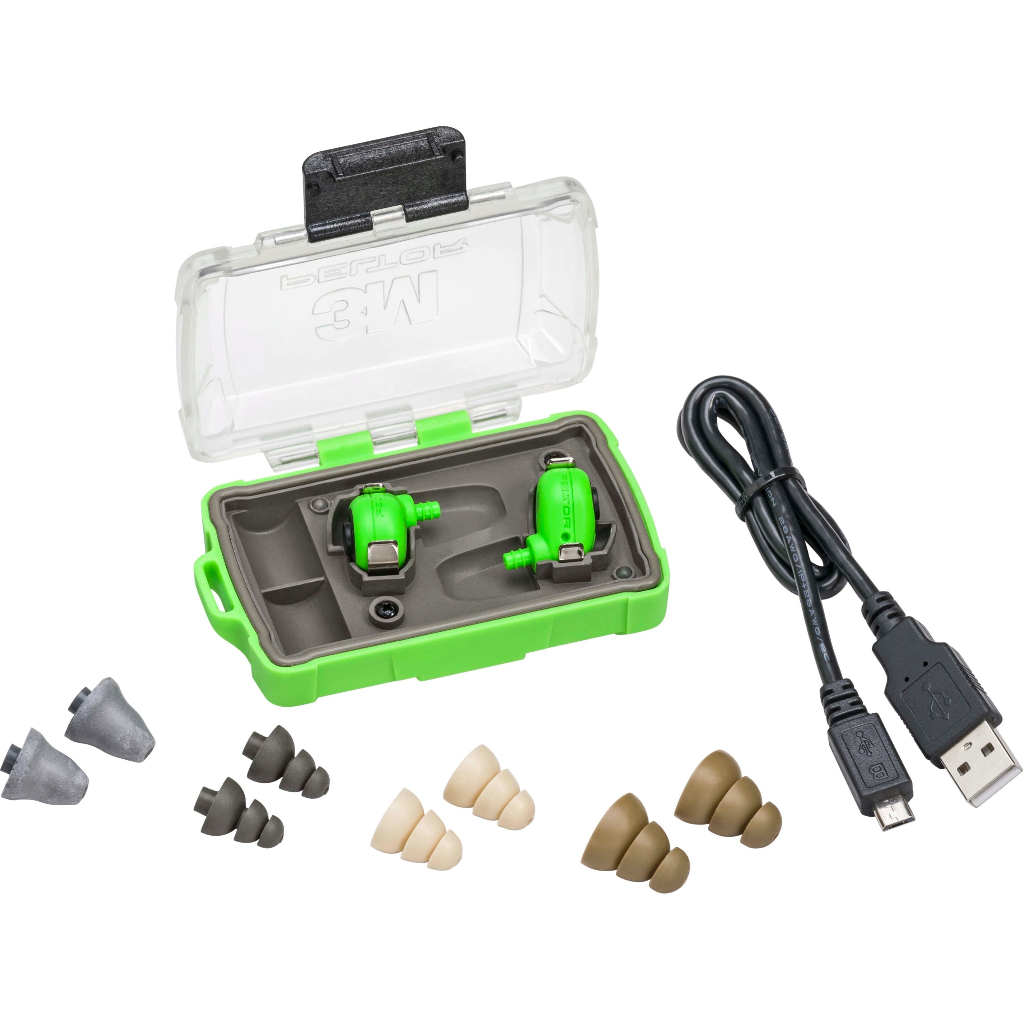 3M PELTOR EEP-100 Electronic Earplug Kit, Green, Universal, Fifth Image