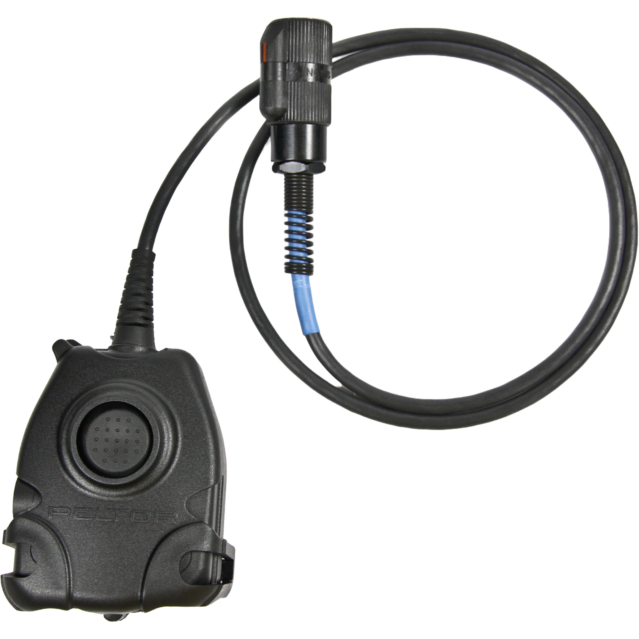 3M™ PELTOR™ Push-To-Talk (PTT) Adapter Military Radio FL5601-02, with 6-PIN MIL-C-55116 Connector, Front View