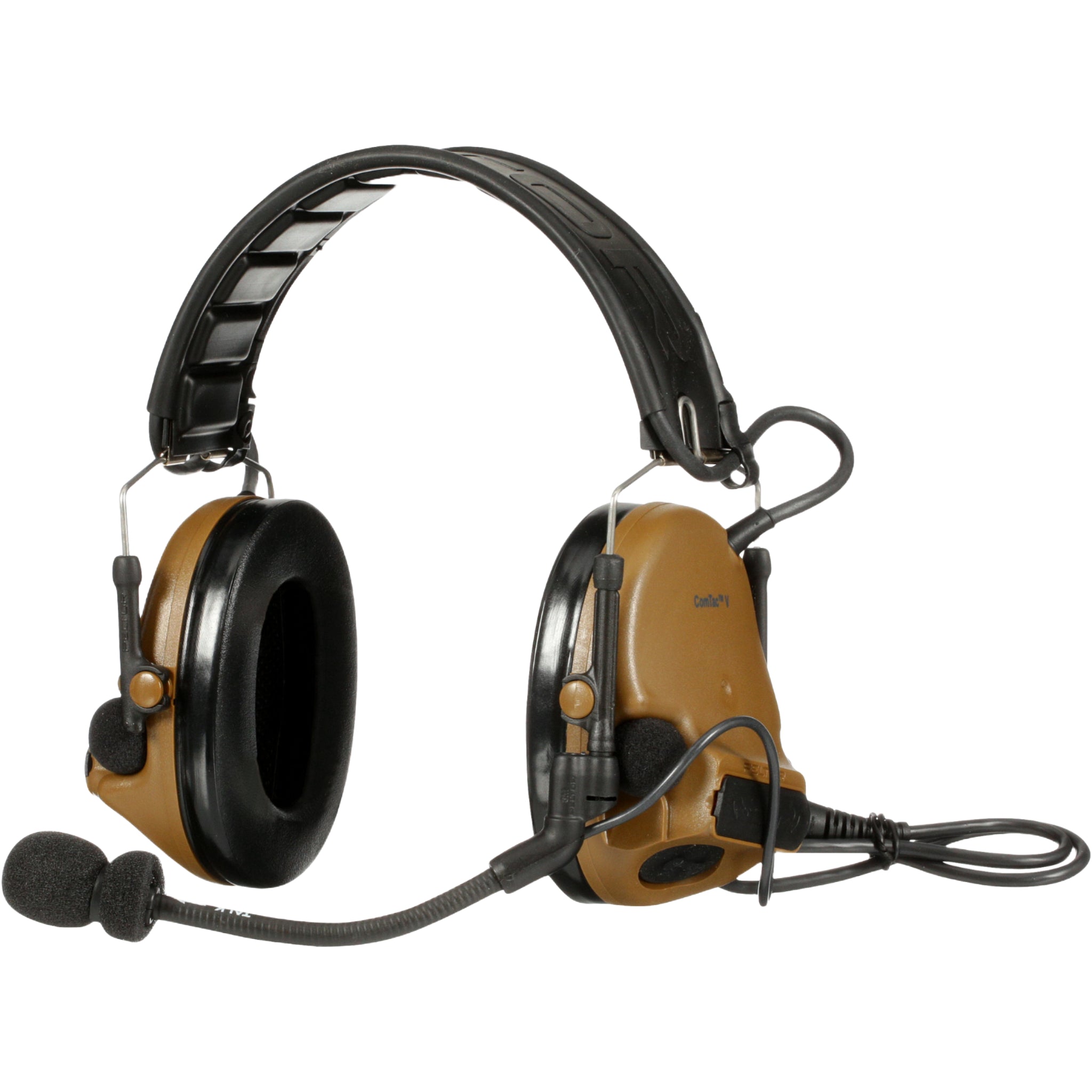 3M Peltor MT20H682FB-47 CY ComTac V Headset, Foldable, Single Lead, Coyote Brown, Left Side View