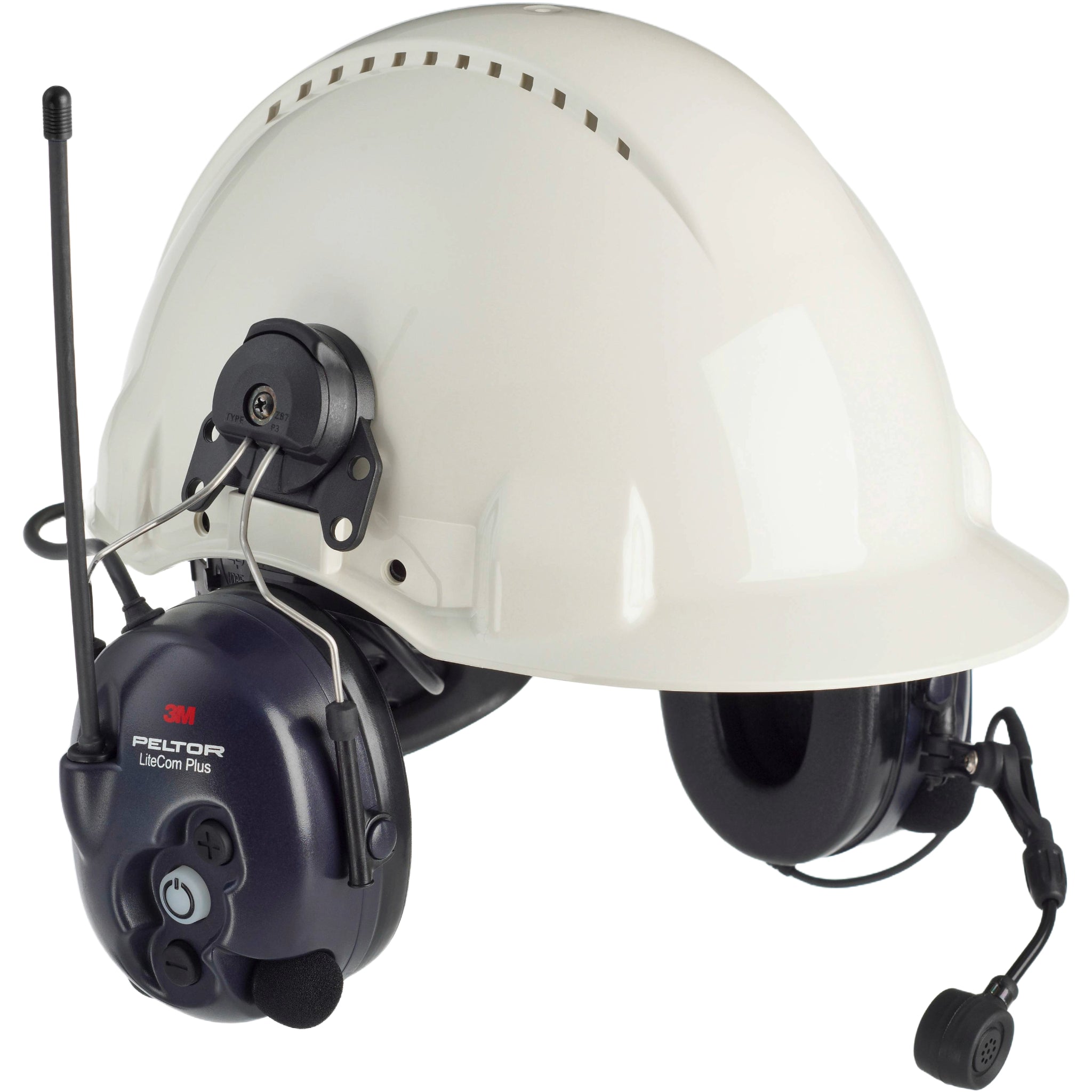 3M PELTOR LiteCom FRS Headset MT53H7P3E4602-NA, Hard Hat Attached, Main Image