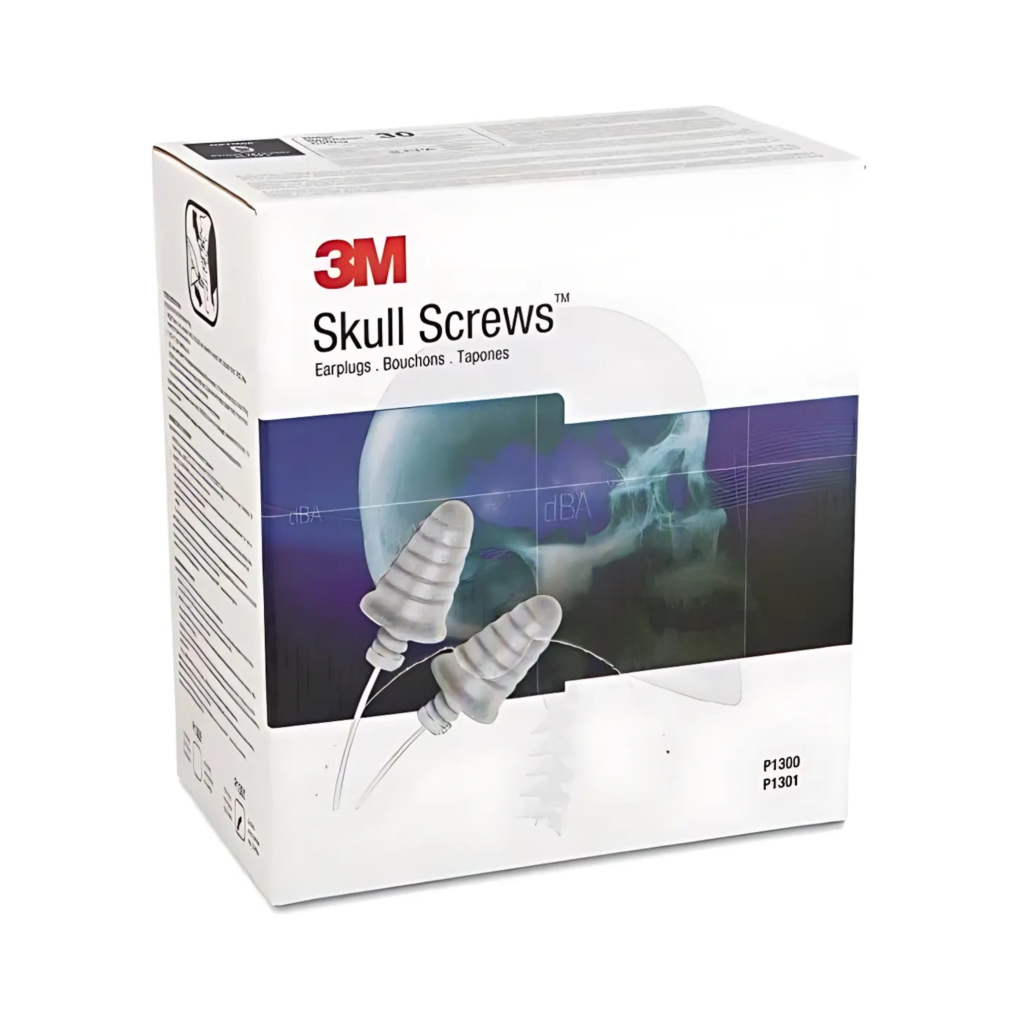 3M E-A-R P1300 Skull Screws Uncorded Earplugs, Gray, Regular, Box of 120, Main Image