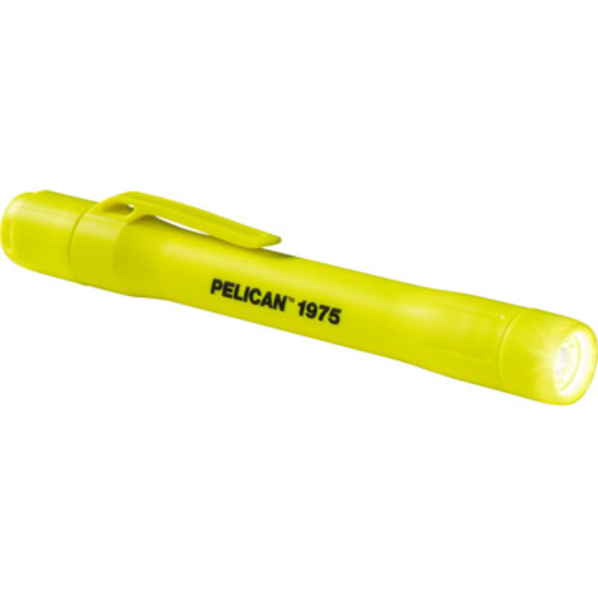 Pelican 1975 019750-0100-245 117 Lumens Flashlight, Hi Vis Yellow, Angled Full View