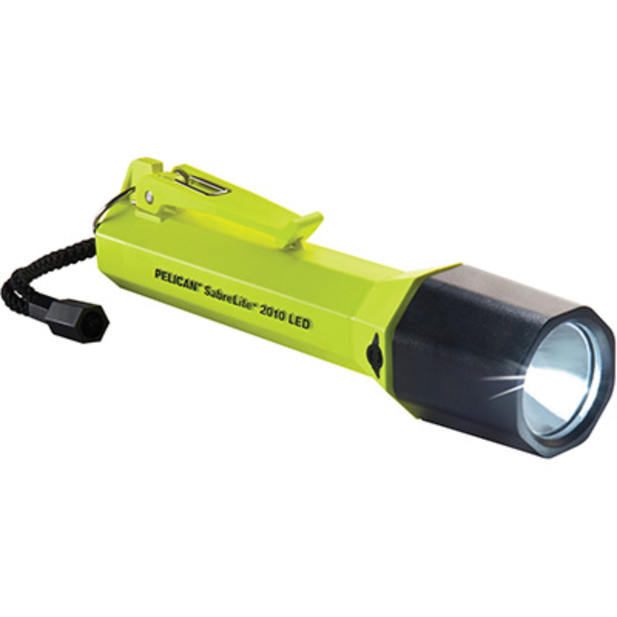 Pelican 2010 020100-0101-245 SabreLite 161 Lumens Flashlight, Hi Vis Yellow, Angled View