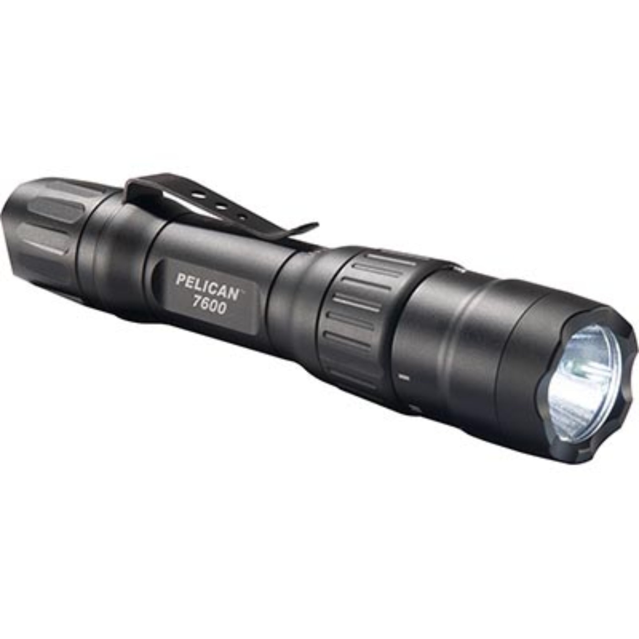 Pelican 7600 076000-0000-110 944 Lumens Tactical Flashlight, Black, Angled View