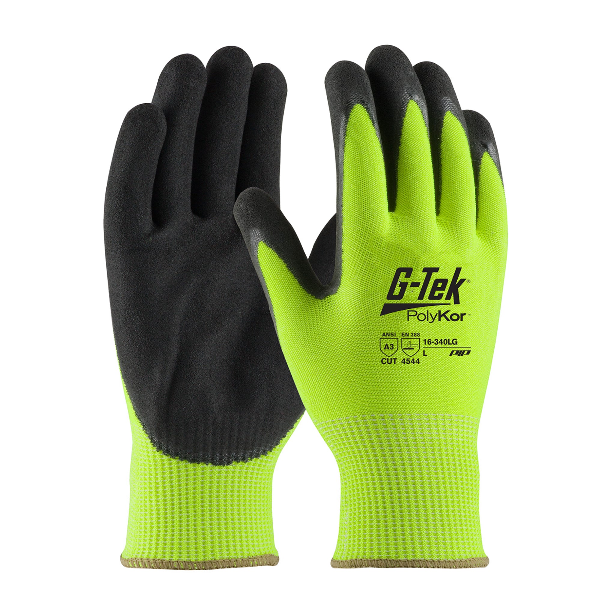 PIP G-Tek 16-340LG PolyKor Blended Glove with Double-Dipped Nitrile Coated Micro-Surface Grip, Pair of 12, Main Image