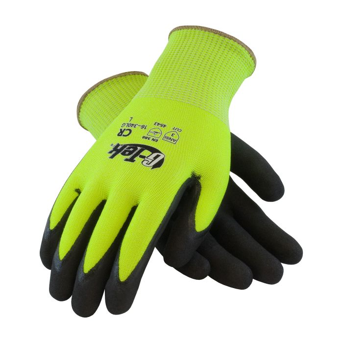 PIP G-Tek 16-340LG PolyKor Blended Glove with Double-Dipped Nitrile Coated Micro-Surface Grip, Pair of 12, Image 2