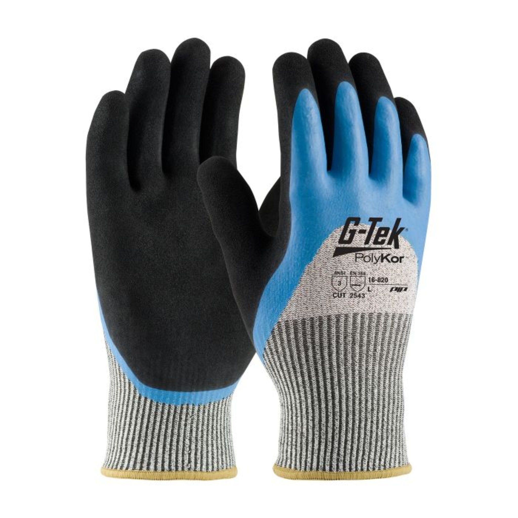 PIP G-Tek 16-820-M CR Seamless Knit HPPE Glove with Acrylic Lining and Double-Dipped Latex Coating, Salt and Pepper, Medium, Pair of 12, Image 2