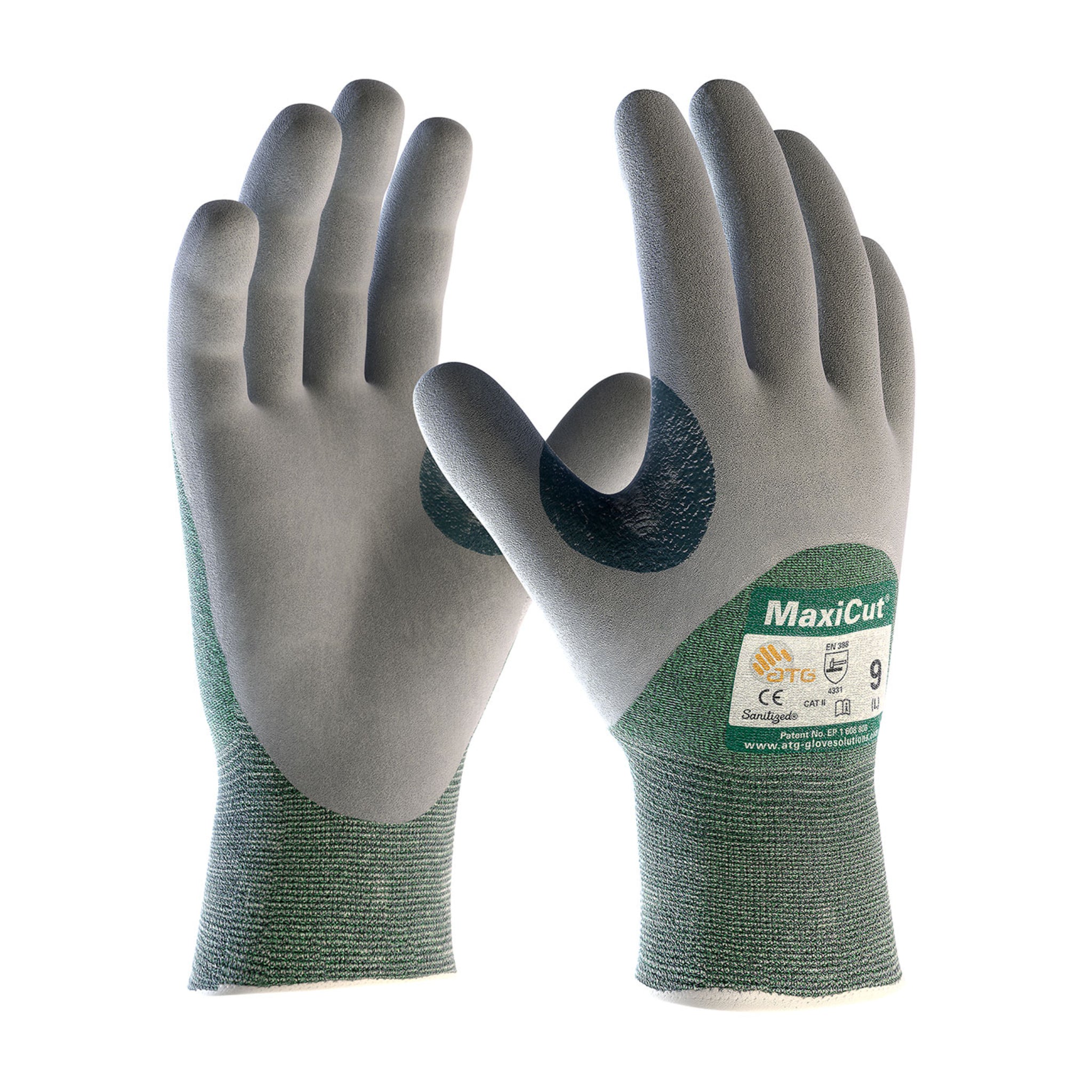 PIP MaxiCut 18-575 Seamless Knit Engineered Yarn Glove with Nitrile Microfoam Grip, Green, Main Image