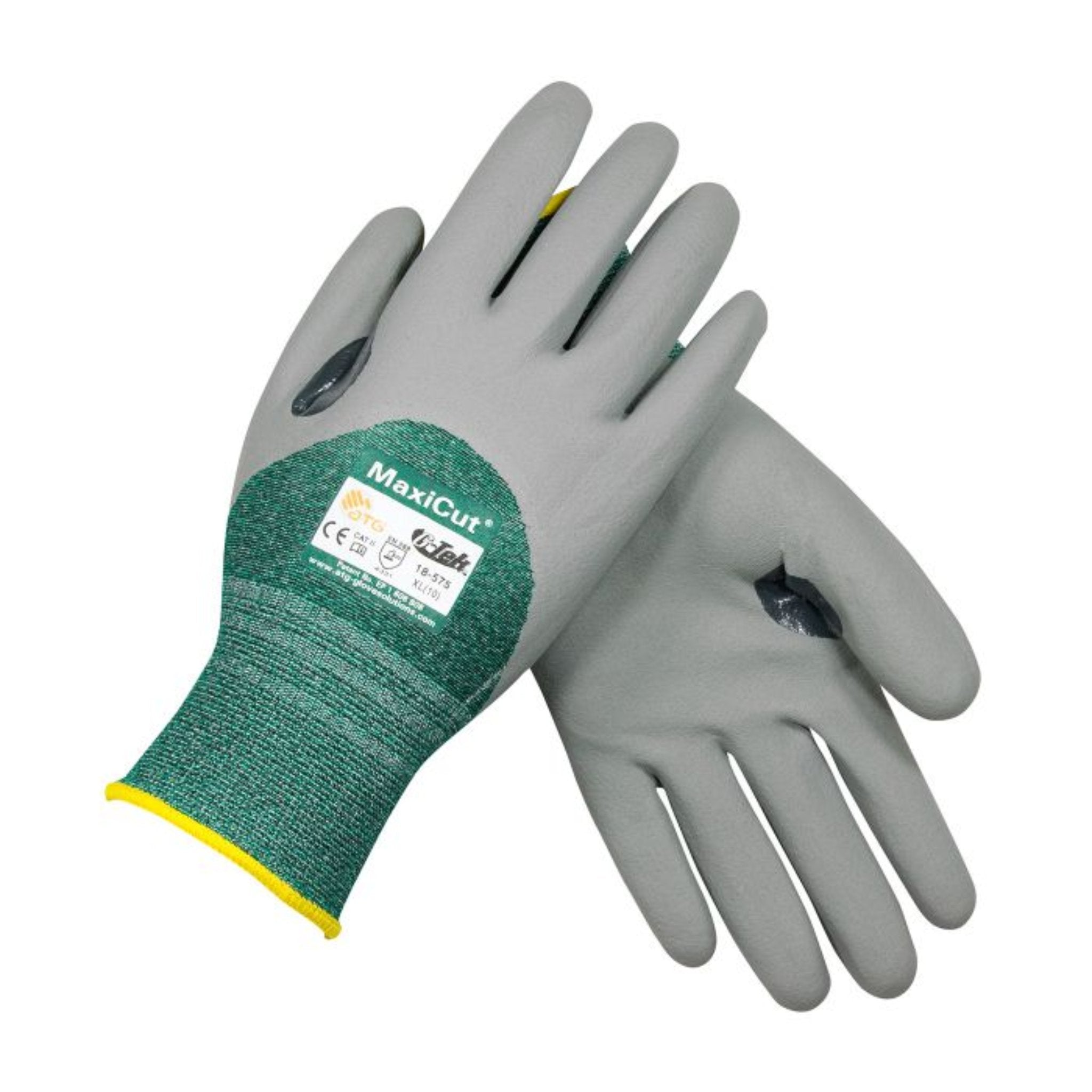 PIP MaxiCut 18-575 Seamless Knit Engineered Yarn Glove with Nitrile Microfoam Grip, Green, Image 2