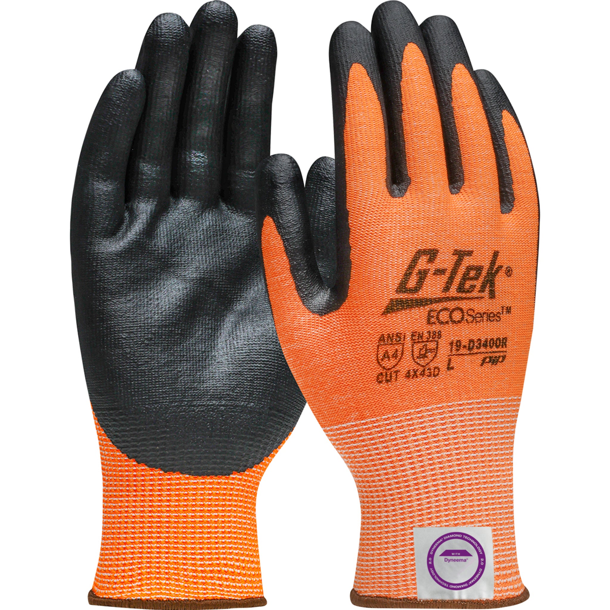 PIP G-Tek Eco Series 19-D340OR Dyneema Diamond 2.0 Blended Glove with Nitrile Coating, Orange, Pair of 12, Main Image