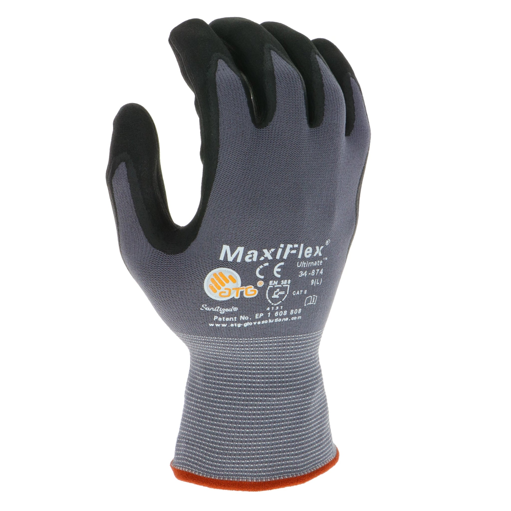 PIP ATG 34-874 Maxiflex Ultimate Gloves Micro Foam Nitrile Coated Palm Coat, Back of Hand