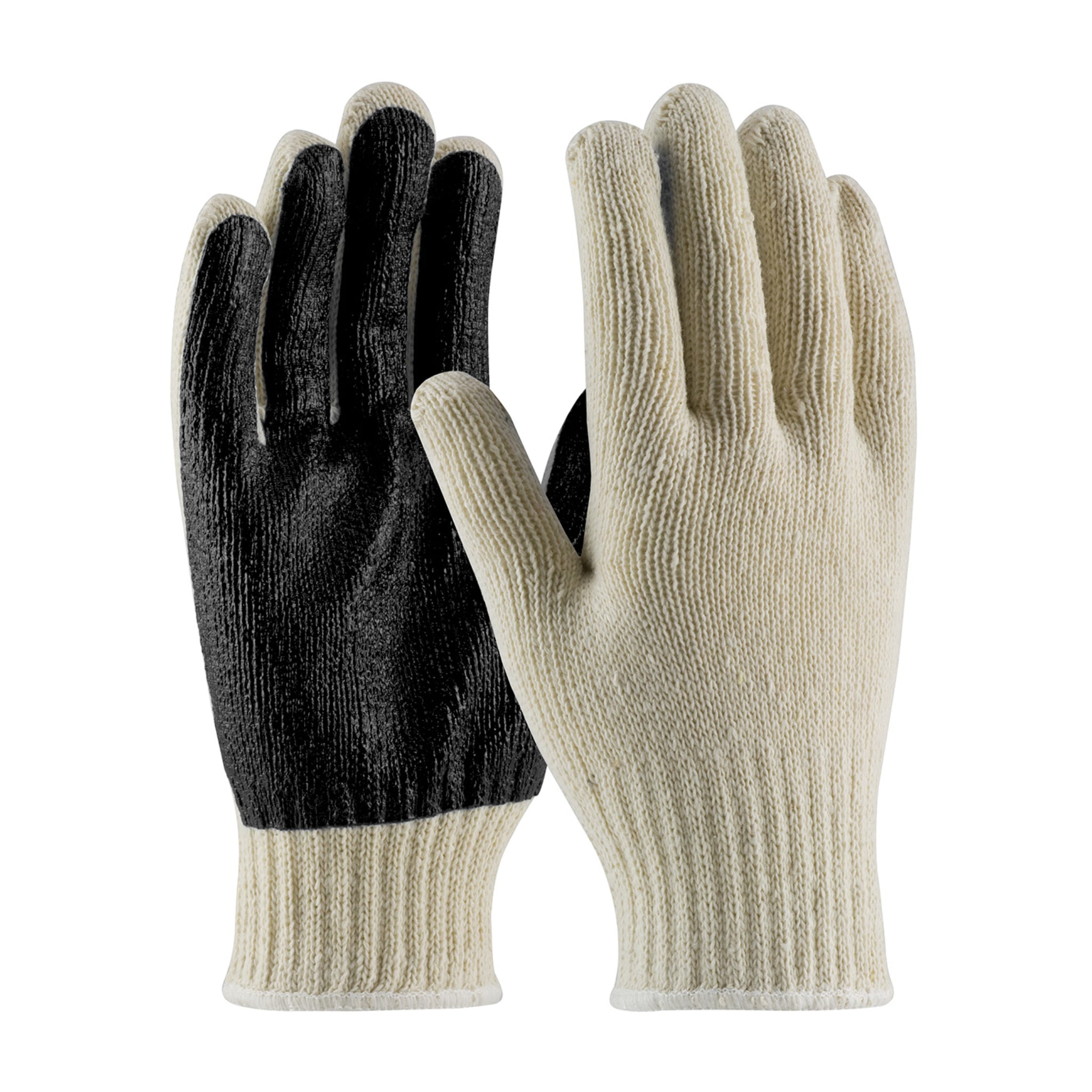 PIP 37-C110PC-BK 7-Gauge Seamless Knit Cotton/Polyester Glove with PVC Palm Coating, Natural, Pair of 12, Main Image